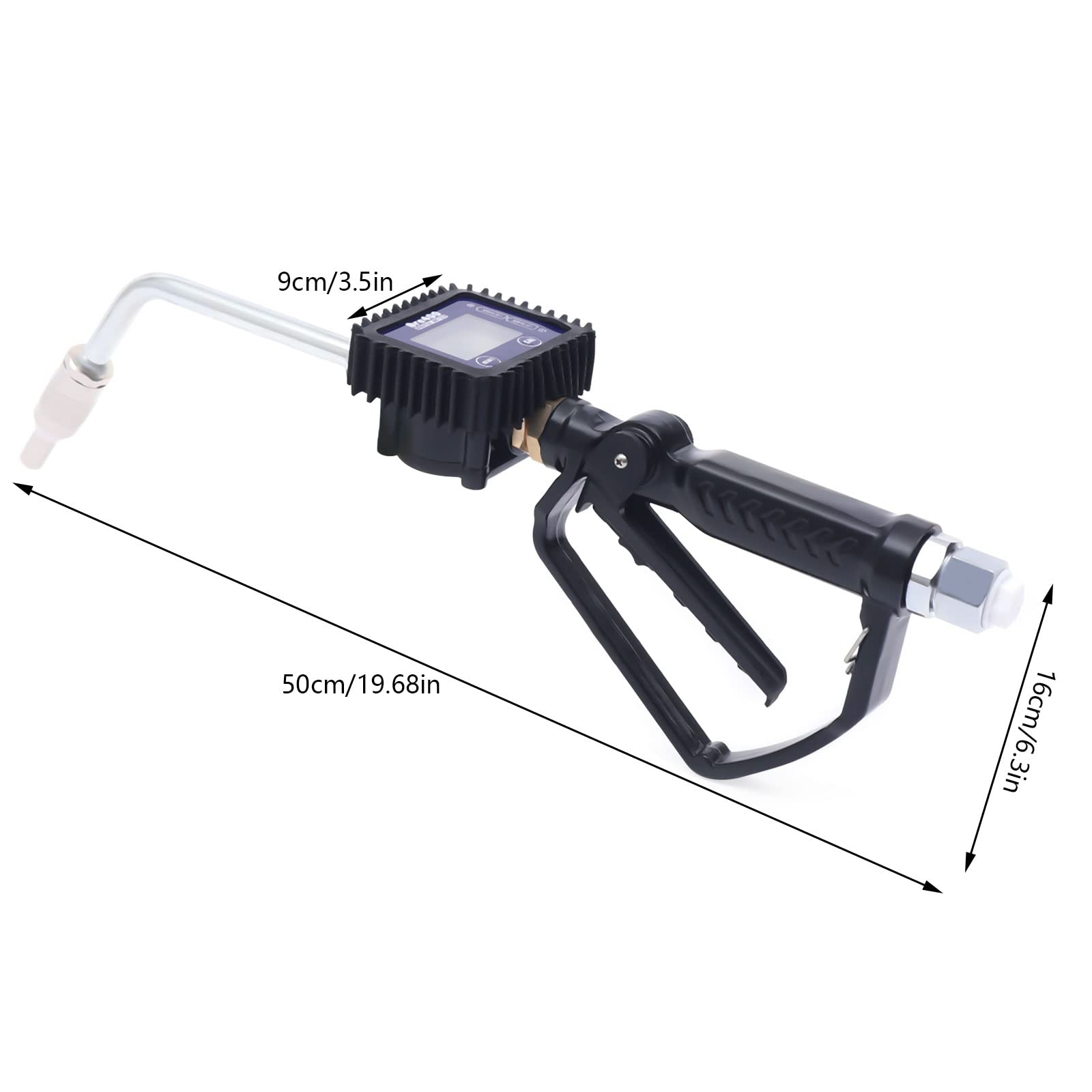 Digital Oil Dispensing Nozzle with Flow Meter - 0.5-50MPA Spout Oil Control Valve, Oil Gun & 2 Batteries (US Stock) | Perfect for Gas Stations, Auto Shops & Industrial Fuel Transfer