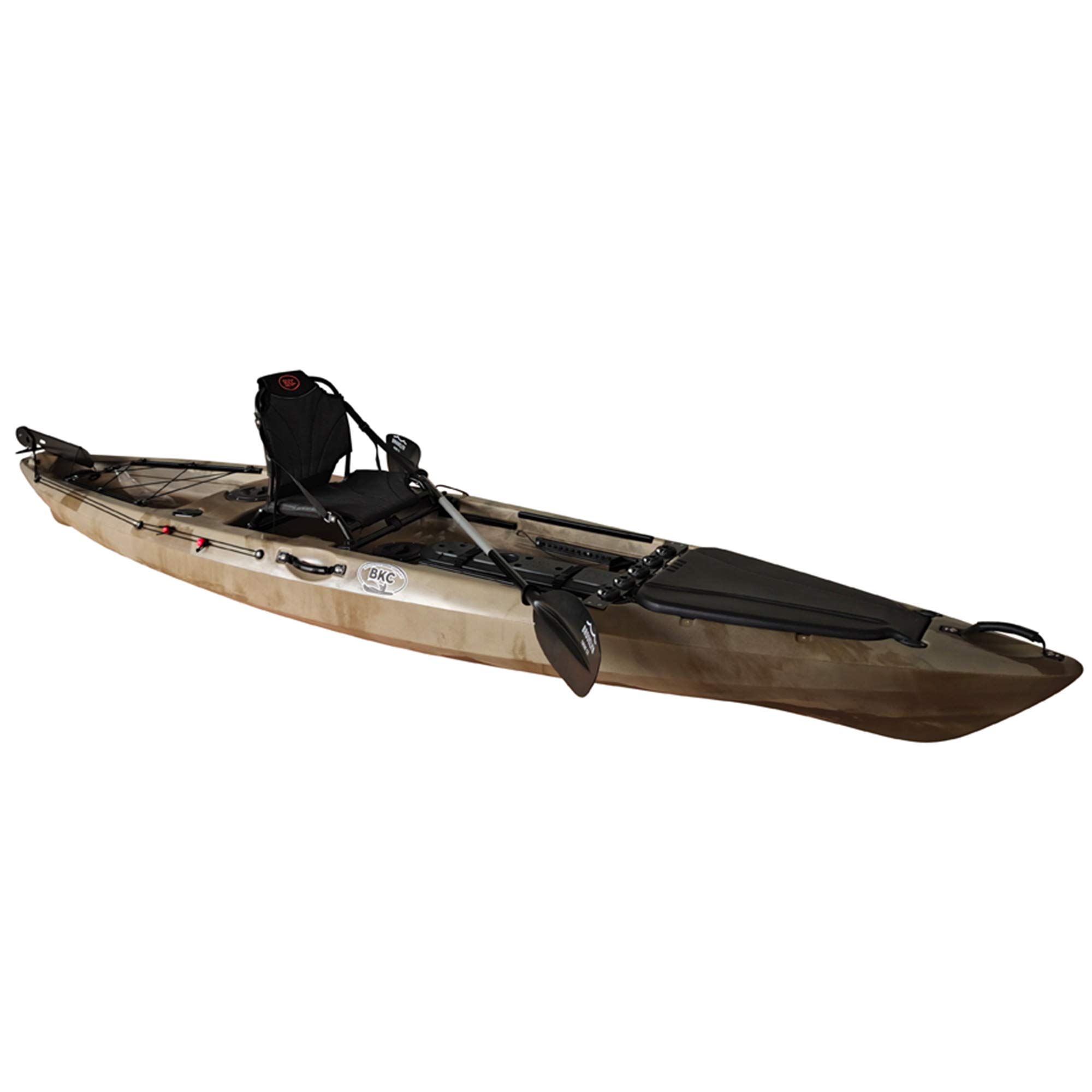BKC FK13 13-Foot Solo Sit-on-Top Fishing Kayak with Adjustable Aluminum Seat, Paddle & Foot-Controlled Rudder - Stable Angler Kayak for Lakes, Rivers & Ocean Fishing Adventures