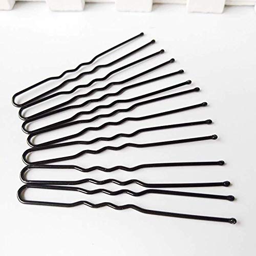 Nyamah 60 PCS Black Waved U-Shaped Hair Clips - 7CM Metal Salon Grip Hairpins for Women & Girls, Strong Hold Styling Tools for Updos, Ponytails & Everyday Hairstyles