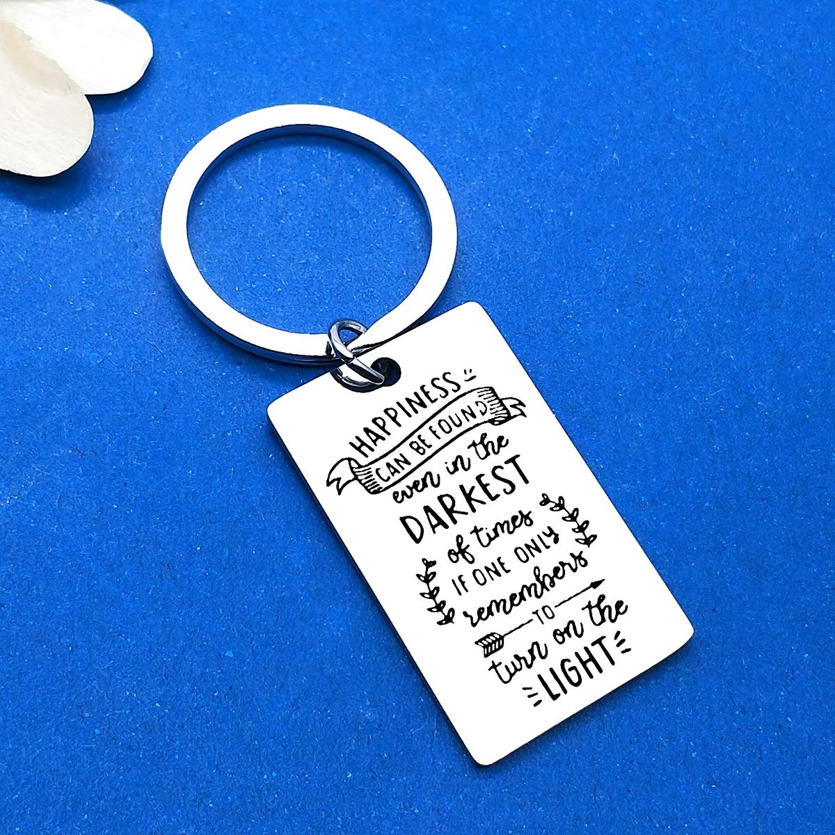Inspirational Keychain - Happiness Can Be Found Even in Darkest Times, Motivational Gift for Recovery, Graduation, Teens - Perfect for Son, Daughter, Christmas & Daily Encouragement - Ideal for School, Work, Travel & Tough Days