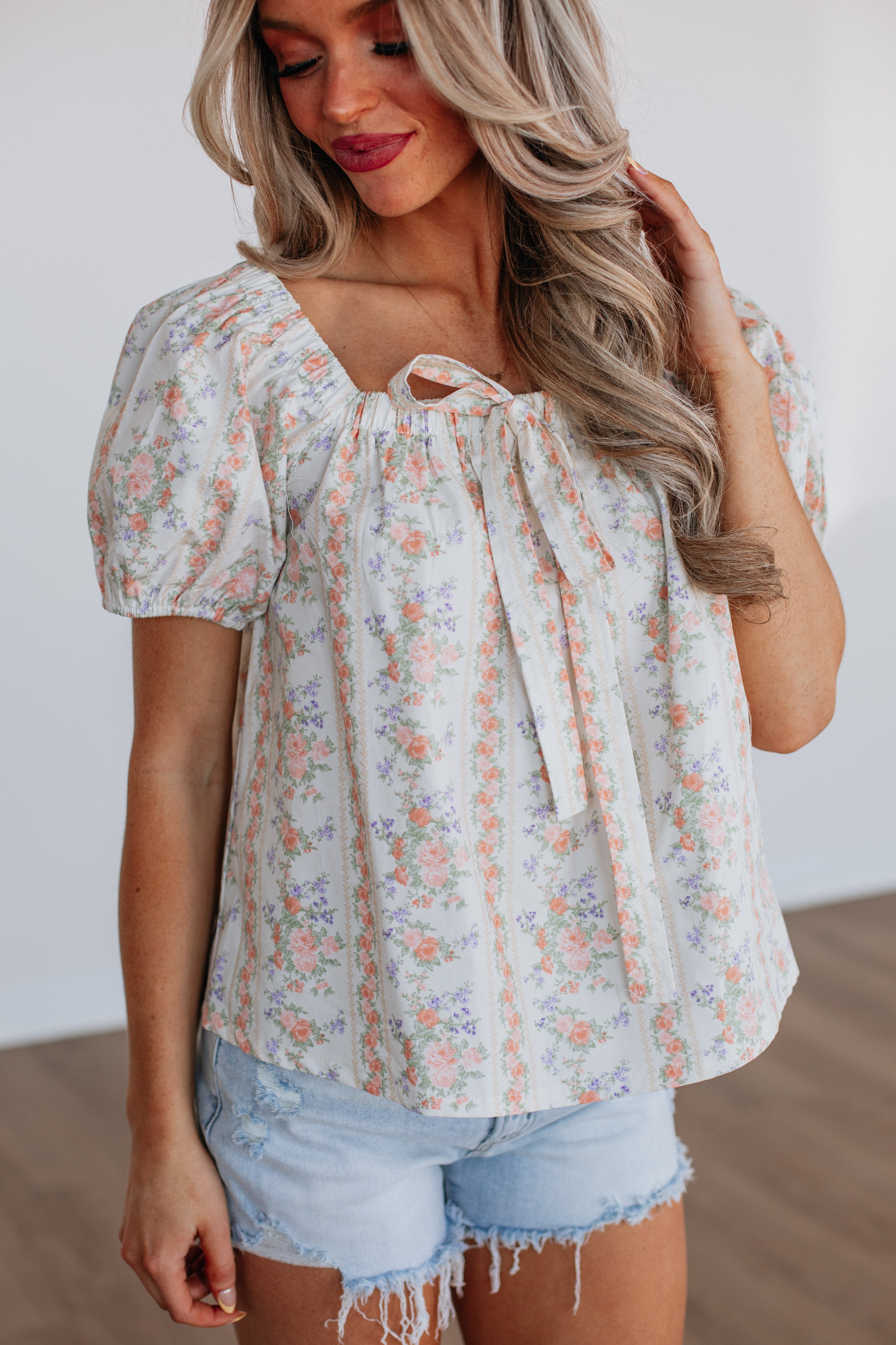 Inaya Floral Print Women's Blouse - Elegant Flowy Tops for Spring Summer Casual Wear & Office Outfits