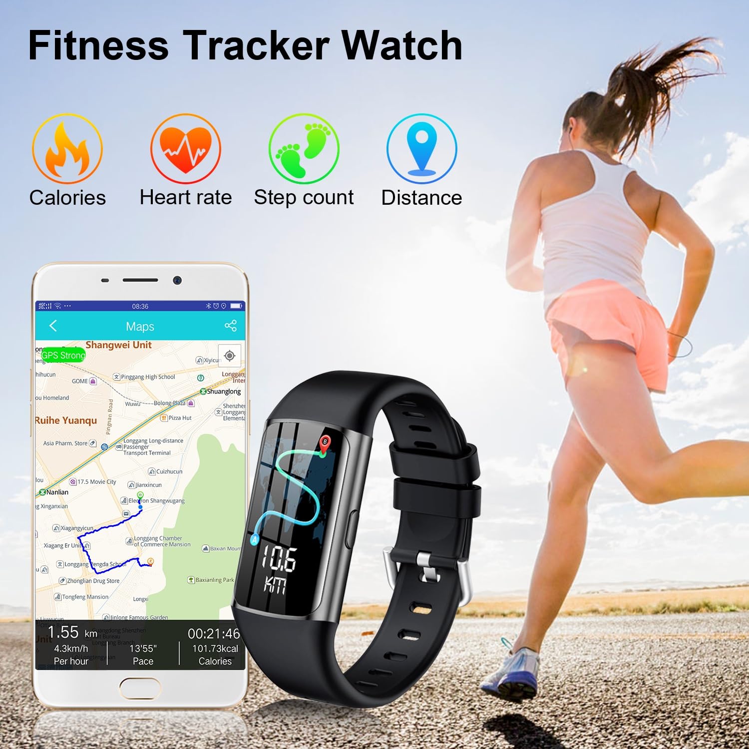 Tipmant Fitness Trackers - IP68 Waterproof Smart Watch with Heart Rate Monitor, Step Counter, Calorie Tracker & Sleep Monitor for Women, Men & Kids | Perfect for Running, Swimming & Daily Activity Tracking