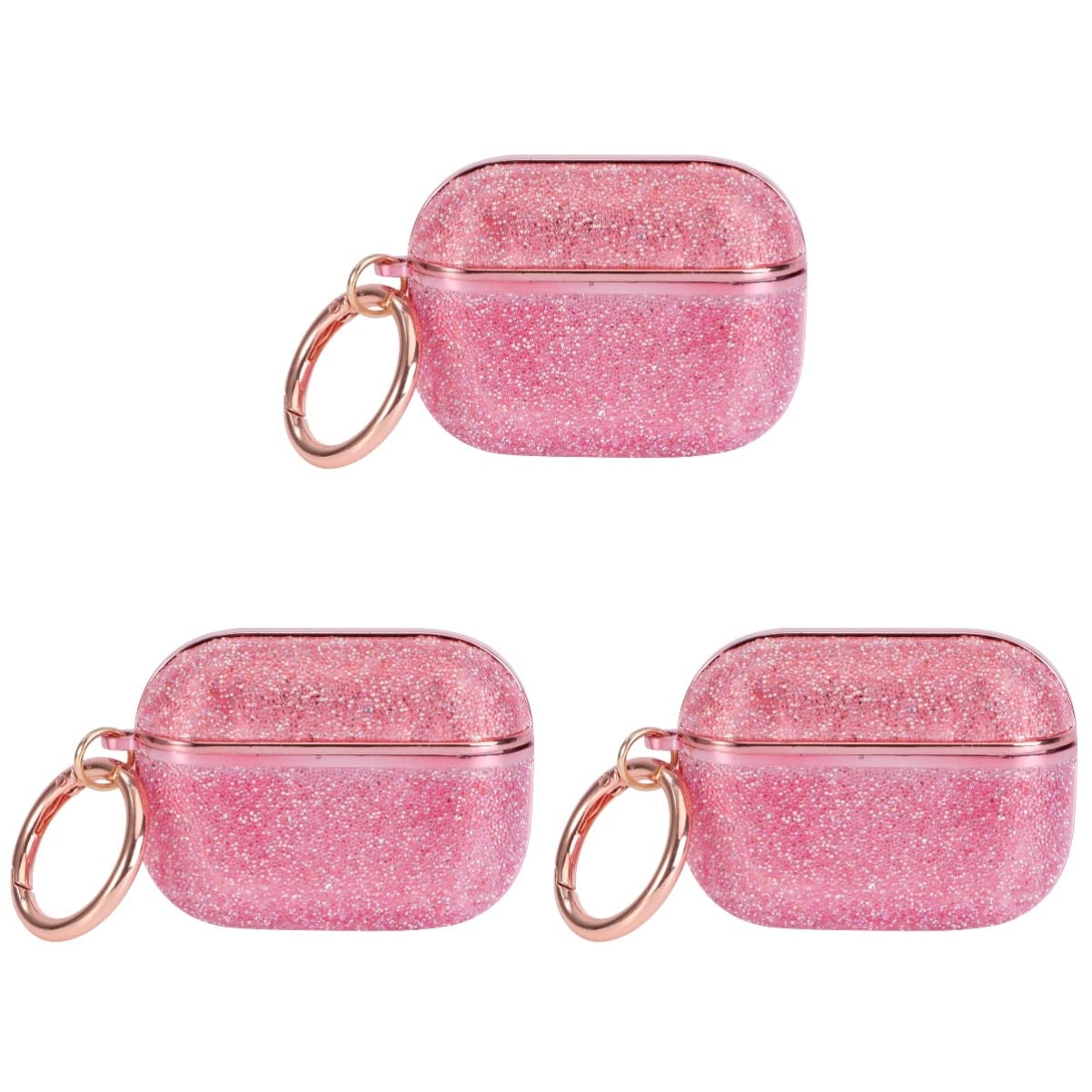 Gatuida 3-Pack Shiny Glitter AirPods Case with Built-in Earphones Holder - Protective Wireless Earbuds Storage Box for AirPods Pro/1/2/3 (Perfect for Travel, Gym & Daily Use)