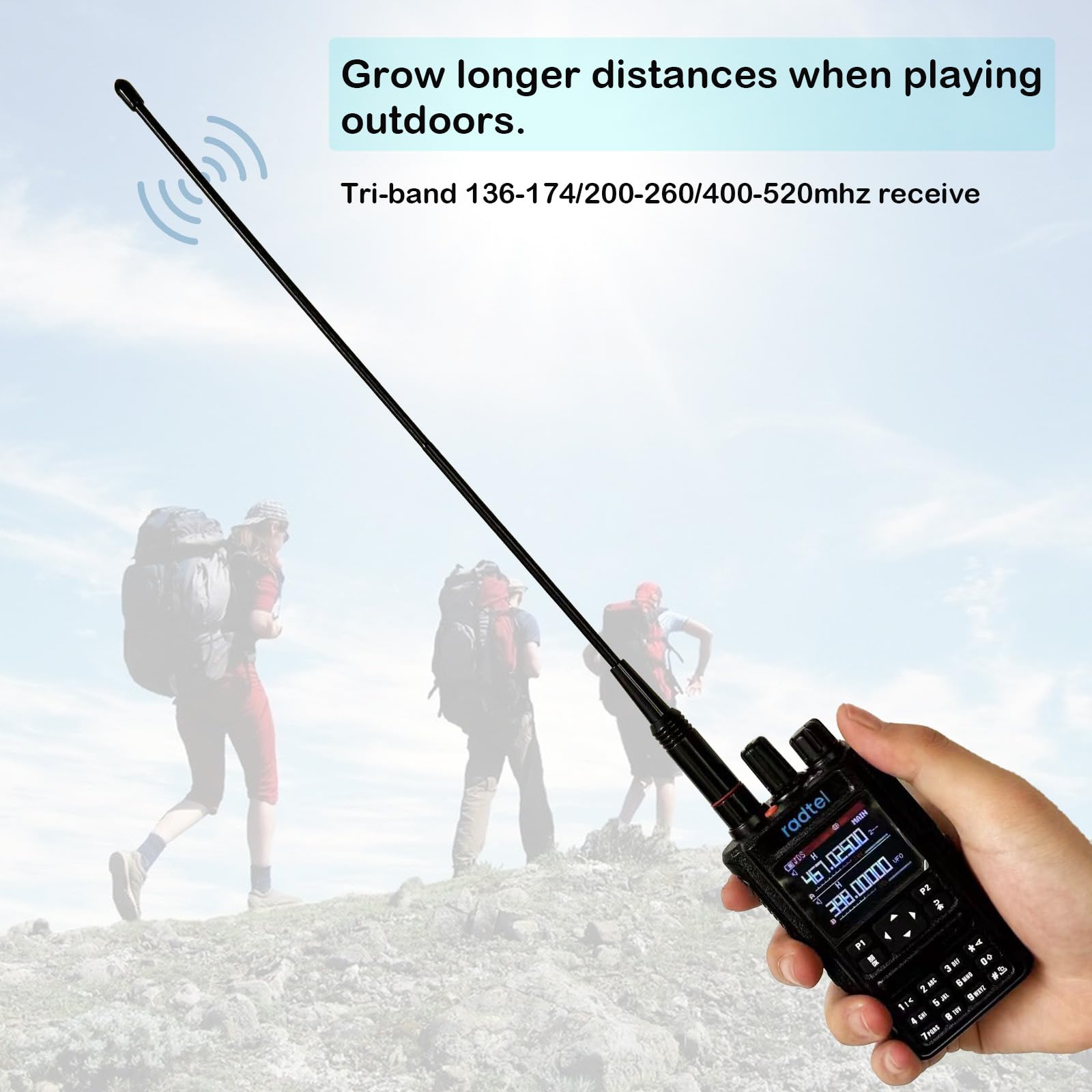 Radtel Tri-Band Flex Antenna RHD-771S 144/220/430MHz 35cm/13.7inch SMA Female Foldable Soft Antenna for Baofeng Radtel RT-900 RT-470X RT-890 RT-730 RT-4D RT-860 - Perfect for Hiking, Camping, and Emergency Communication