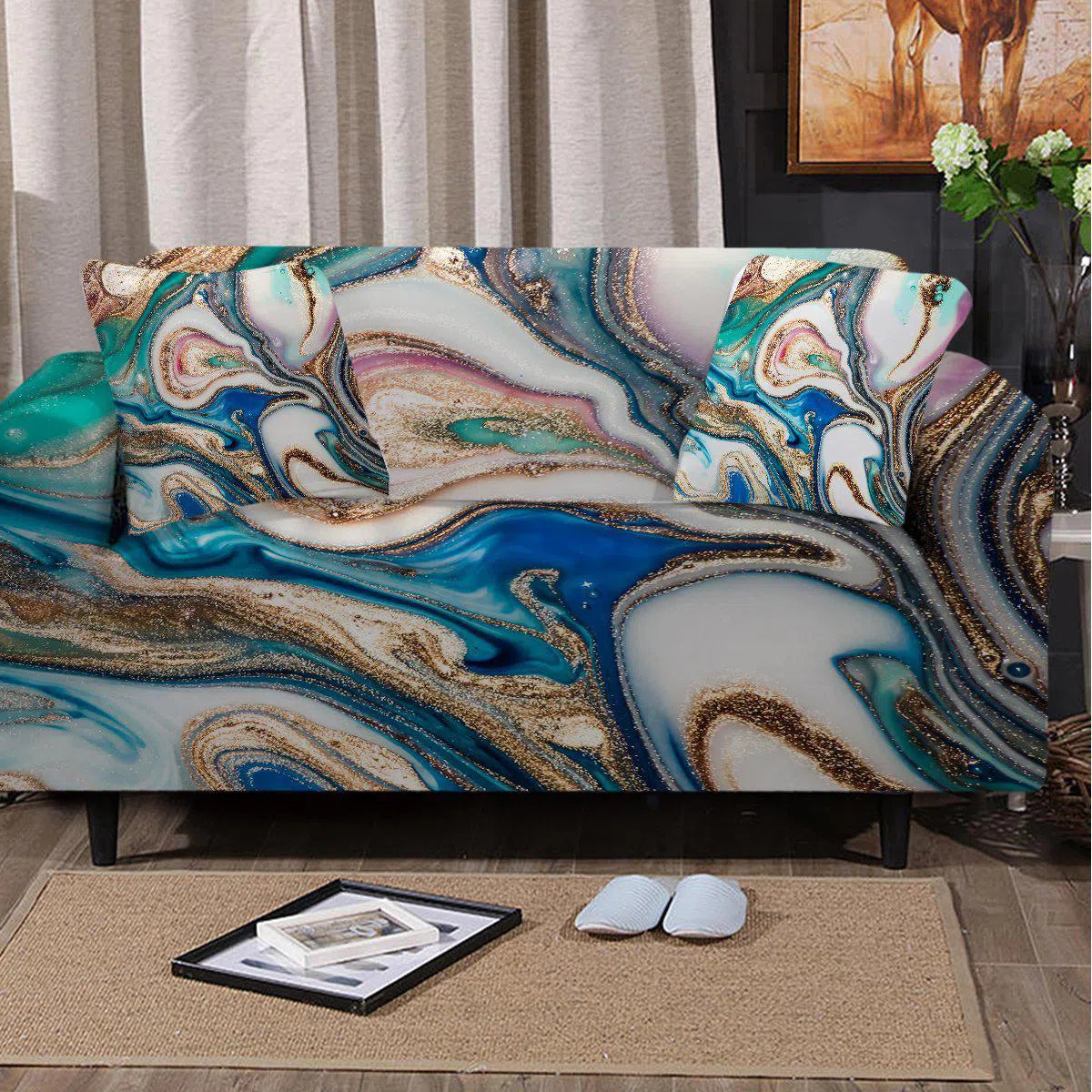 Stylish Copacabana Sofa Cover - Soft Stretchable Couch Slipcover for Living Room Furniture Protection - Perfect for Pets, Kids & Home Decor Upgrade