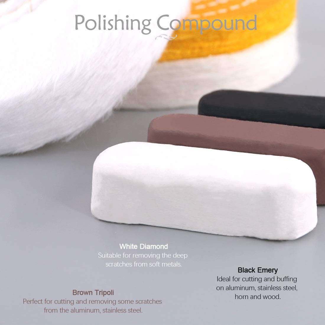 6 Piece Buffing and Polishing Kit - 6 Inch Buffing Wheels with 1/2