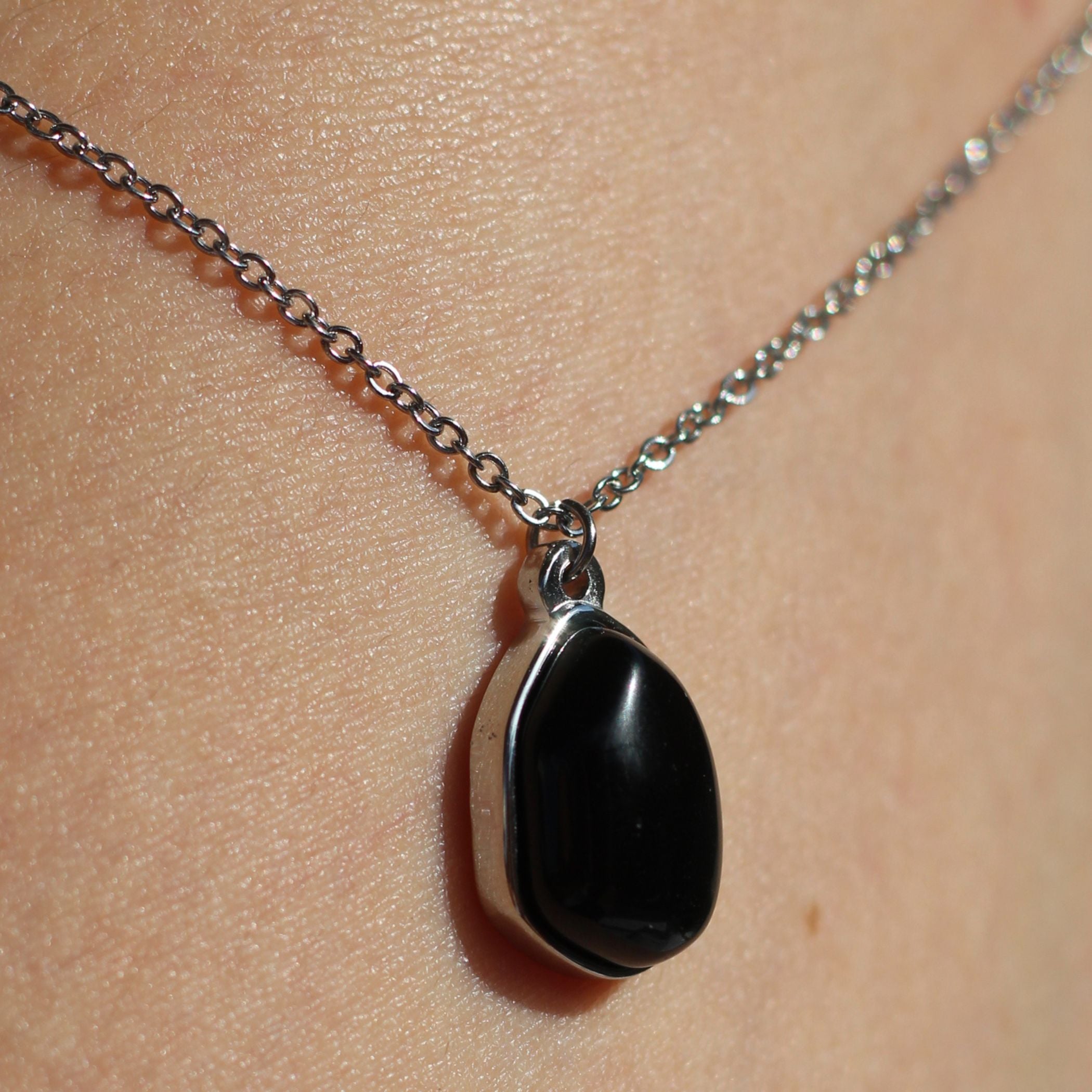 Obsidian Drop Necklace - Elegant Black Gemstone Pendant for Women | Perfect for Everyday Wear, Meditation & Spiritual Healing