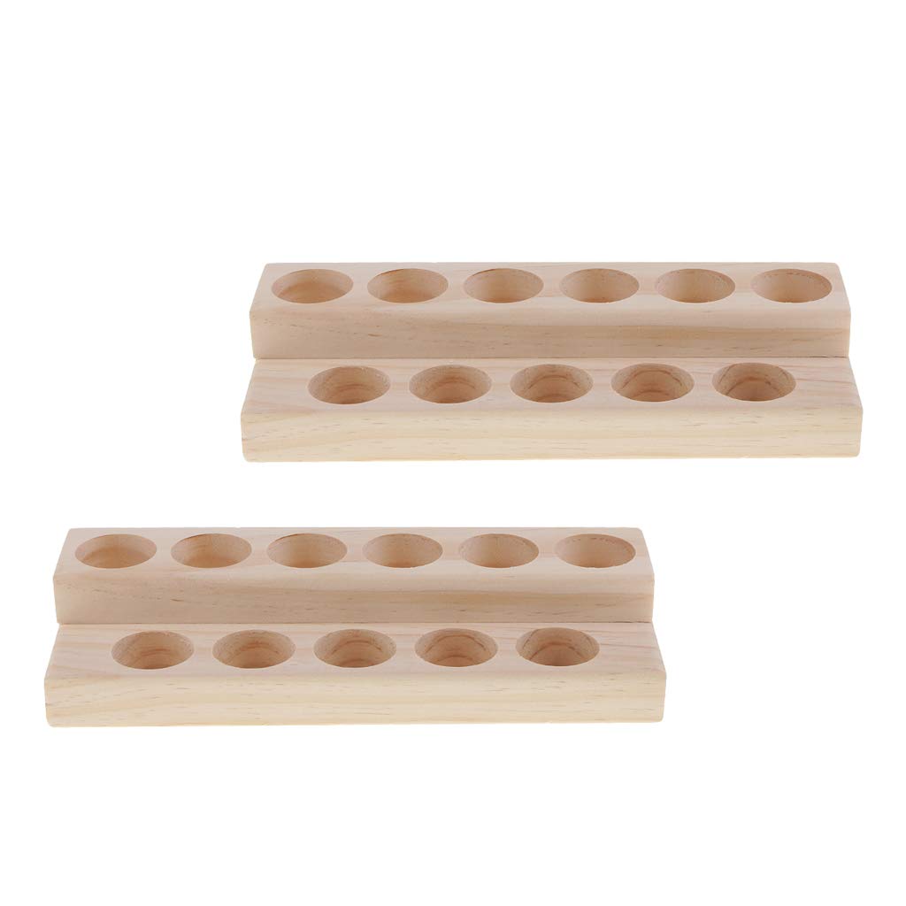2-Pack 2-Tier Wooden Essential Oil Storage Organizer - Perfect for 5ml-30ml Bottles | Essential Oil Display & Aromatherapy Storage Case for Home, Spa, or Travel Use