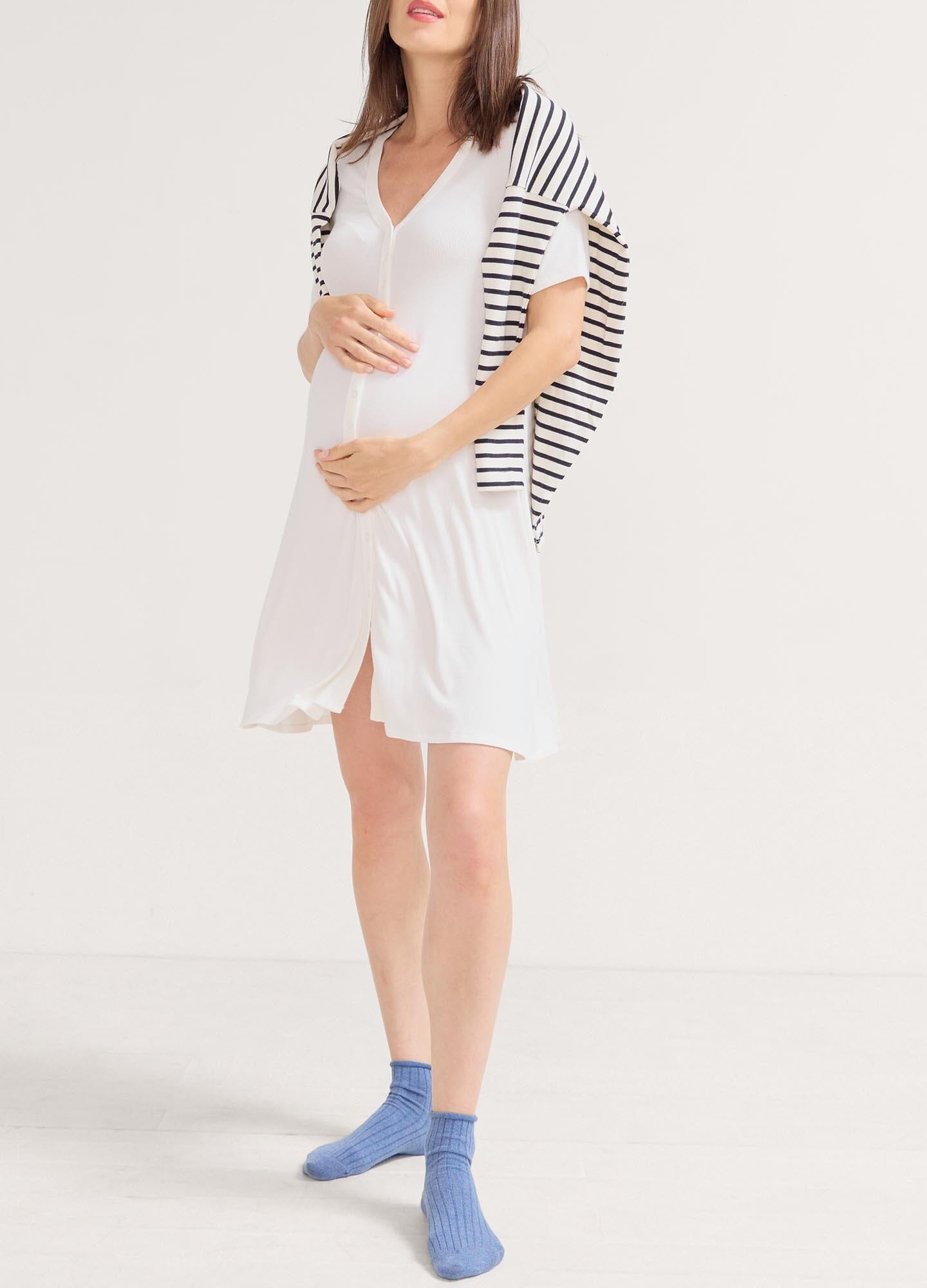 Softest Ribbed Nursing Mini Dress for Breastfeeding Moms - Comfortable Maternity Dress for Nursing, Lounging & Everyday Wear