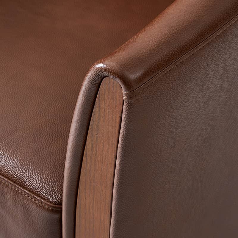 Clara Genuine Leather Swivel Barrel Chair with Solid Wood Base - Stylish Home Office & Living Room Accent Chair for Comfortable Seating
