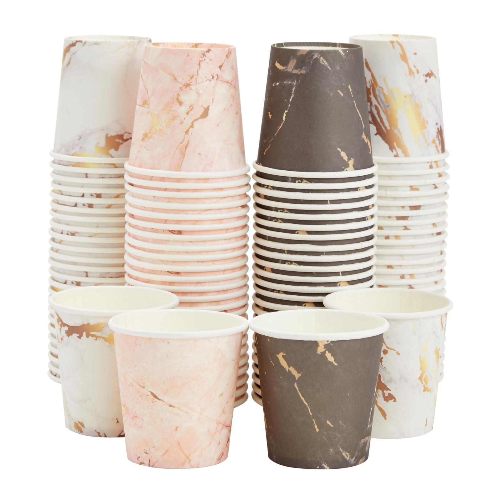 100 Pack 4 Oz Disposable Paper Cups for Espresso, Coffee, Tea & Mouthwash - Elegant Marble Design - Perfect for Parties, Weddings, Offices & Home Use