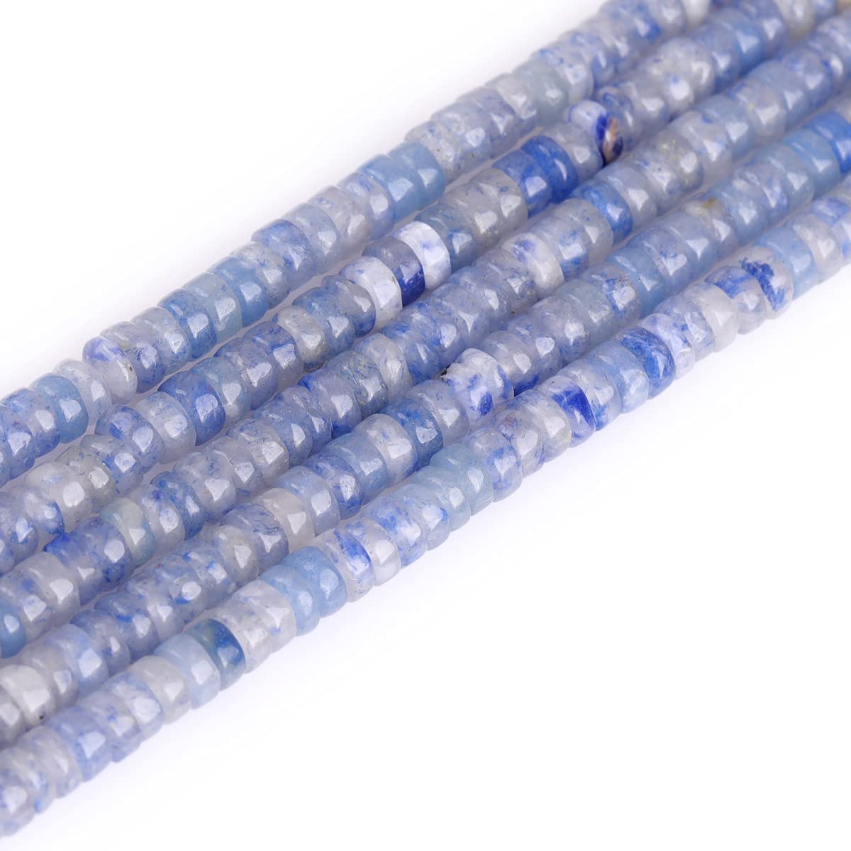 Blue Aventurine Jade Gemstone Beads 2X4mm Rondelle - 155Pcs Smooth Healing Crystal Beads for Jewelry Making, DIY Bracelets & Necklaces - 15