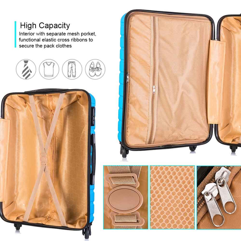 Apelila ABS Hardshell Luggage Set with 360° Spinner Wheels - 4-Piece Carry-On Suitcases (Sky Blue) | Perfect for Air Travel, Business Trips & Family Vacations
