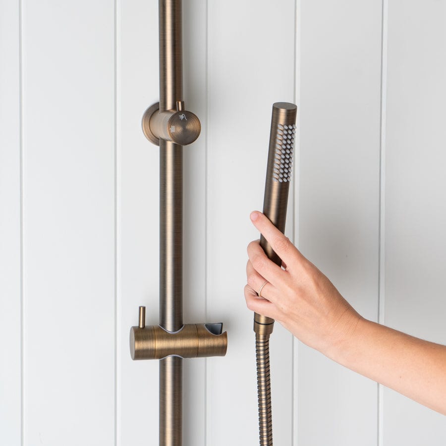 Antique Brass Shower Head and Handheld Shower Combo - Vintage Style Bathroom Fixture for Luxurious Spa-Like Experience at Home