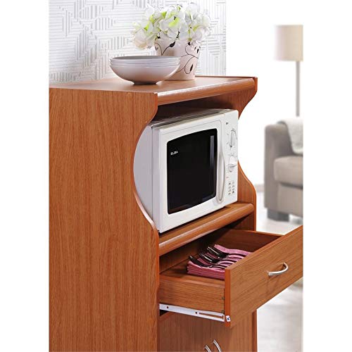 HODEDAH Imported Microwave Cart with Storage - 1 Drawer, 2 Doors & Shelf, Cherry Finish - Perfect for Kitchen, Dorm, or Small Space Organization