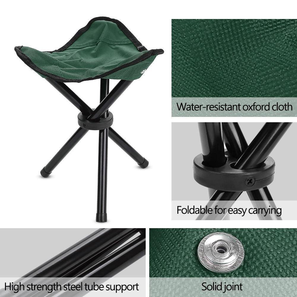 Portable Folding Tripod Chair - Lightweight Camping Stool for Fishing, Hunting, Hiking & Outdoor Travel - Compact & Durable (Green, Small) - Perfect for Backpacking, Picnics, and Beach Outings