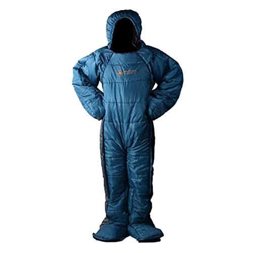 Ultralight Mummy Down Sleeping Bag for Adults - Portable Full Body Sleeping Wear with Arms & Legs - XL Size for Camping, Hiking & Backpacking - Includes Compression Sack for Easy Storage