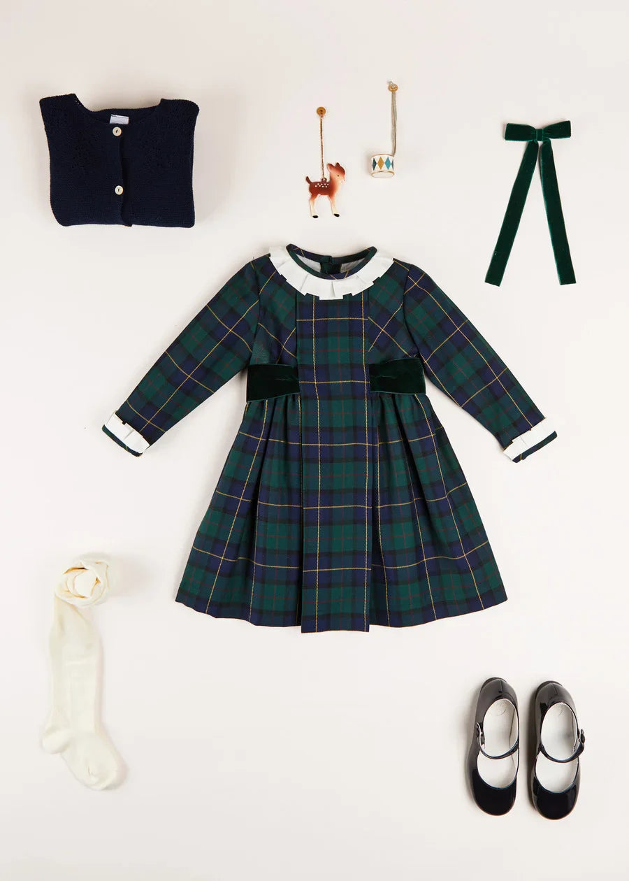 Windsor Tartan Dress for Girls - Classic Plaid A-Line Dress with Bow Detail | Perfect for School, Parties, and Holiday Outfits