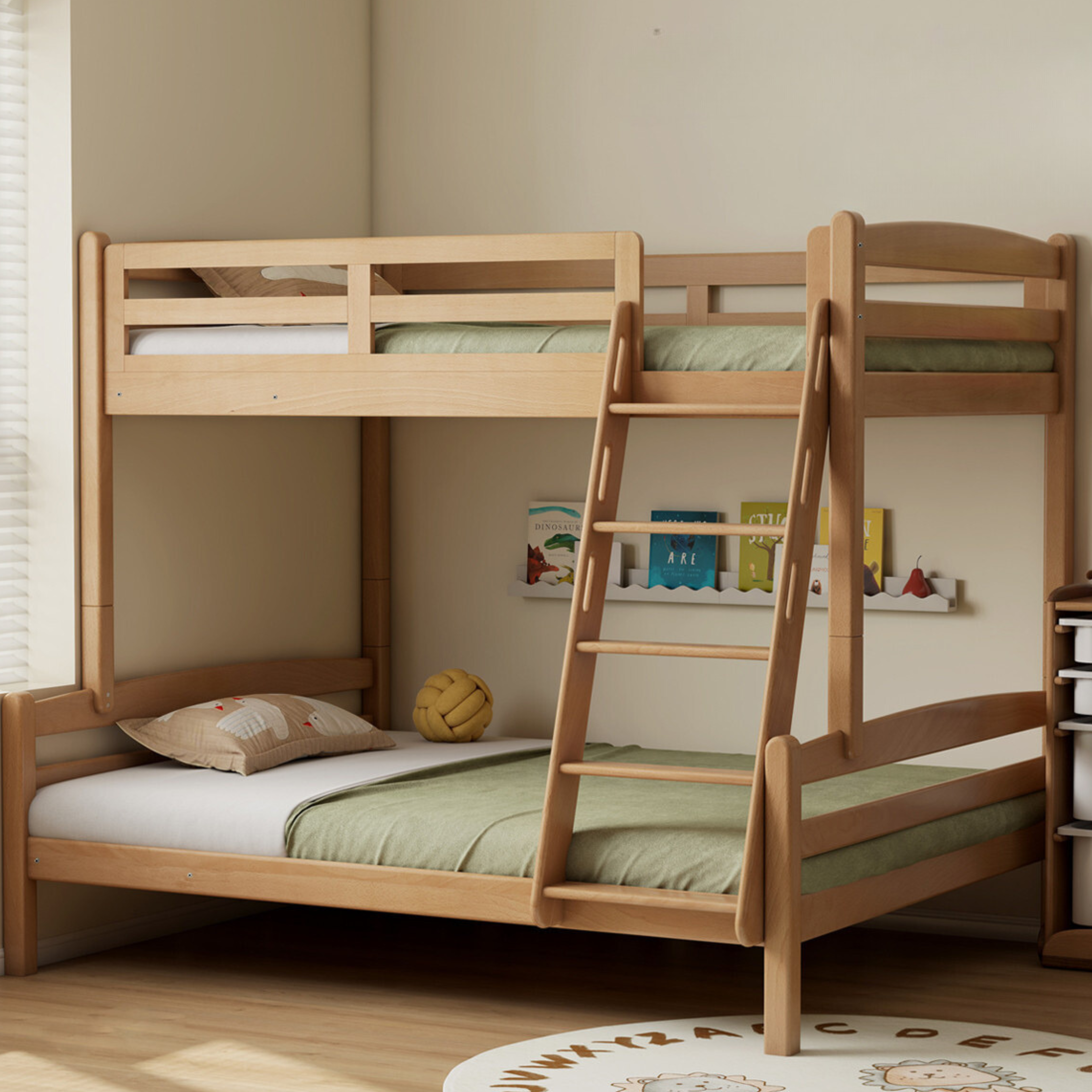 Solid Wood Beech & Birch White Detachable Bunk Bed for Kids - Perfect for Small Bedrooms, Guest Rooms & Space-Saving Kids' Rooms