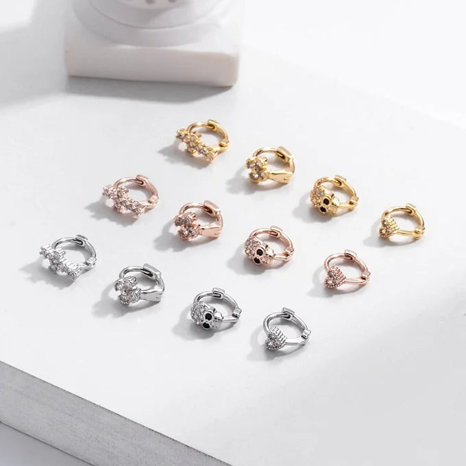 Titanium Cartilage Cross Huggie Earrings for Women - Minimalist Hoop Earrings for Helix, Tragus, or Lobe Piercing | Hypoallergenic & Lightweight for Daily Wear