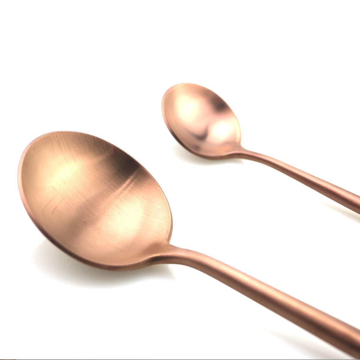 Gugrida 5-Piece Matte Rose Gold Flatware Set - 18/10 Stainless Steel Cutlery Set with Knife, Fork, Spoon, Dessert Fork & Teaspoon - Elegant Silverware for 1 Person - Perfect for Dining, Gifts & Special Occasions