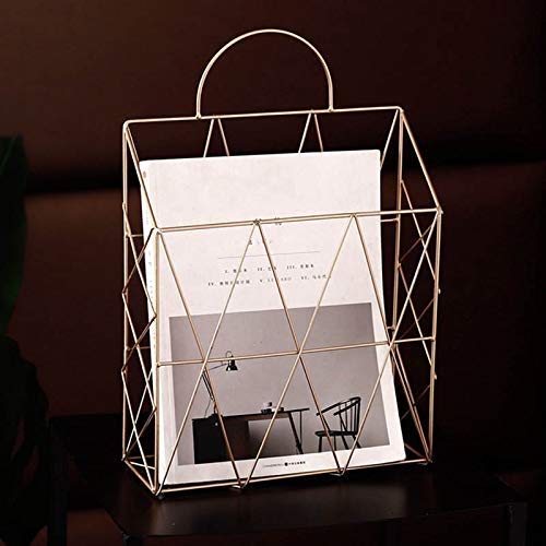 1 Pcs White Metal Wall Mounted Hanging Magazine Holder - Portable Newspaper Storage Basket, Bookshelf & Storage Rack for Bathroom, Living Room, Office & Bedroom Organization