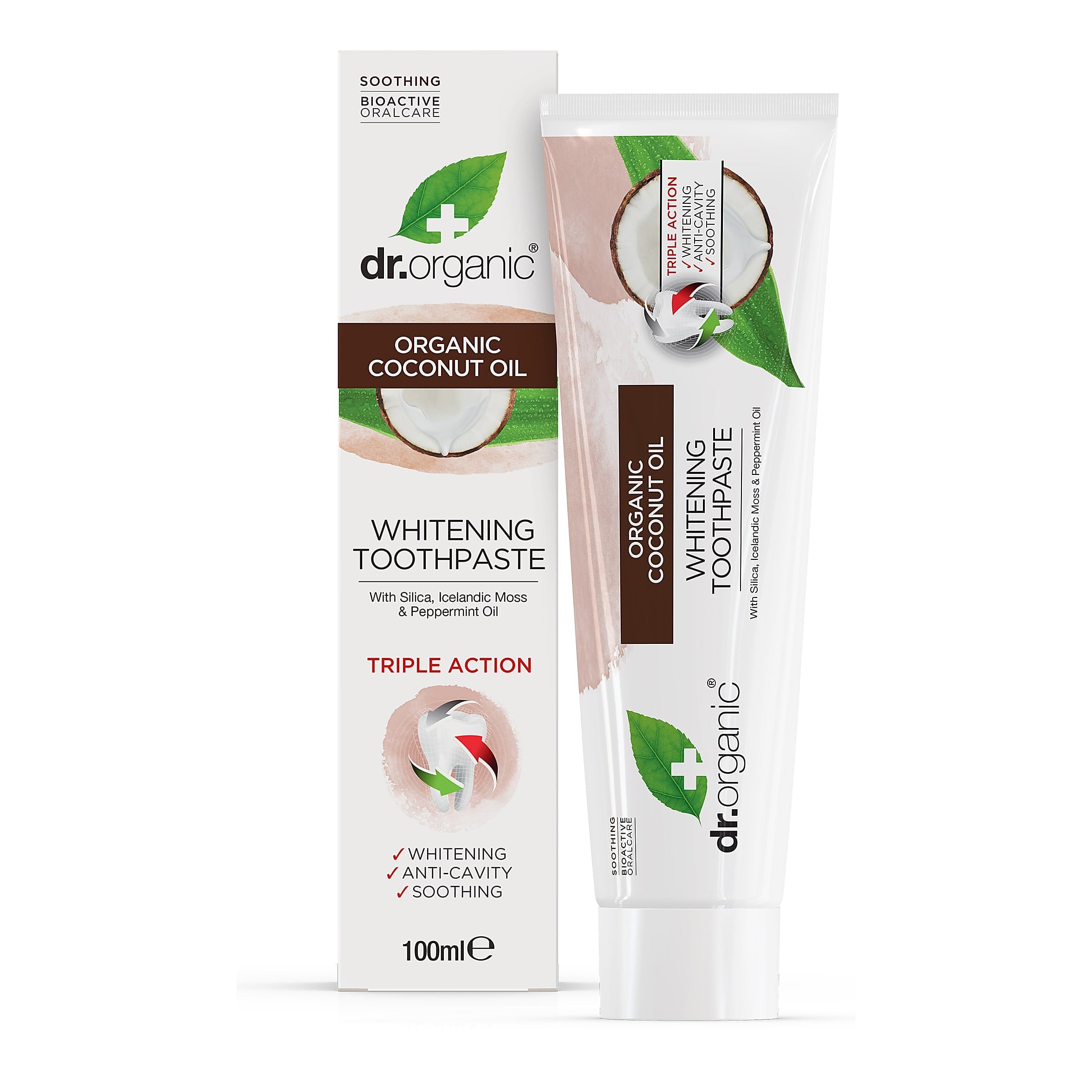 Organic Whitening Toothpaste with Coconut Oil - Natural & Fluoride-Free for Sensitive Teeth - Fresh Breath & Plaque Removal - Perfect for Daily Oral Care & Travel