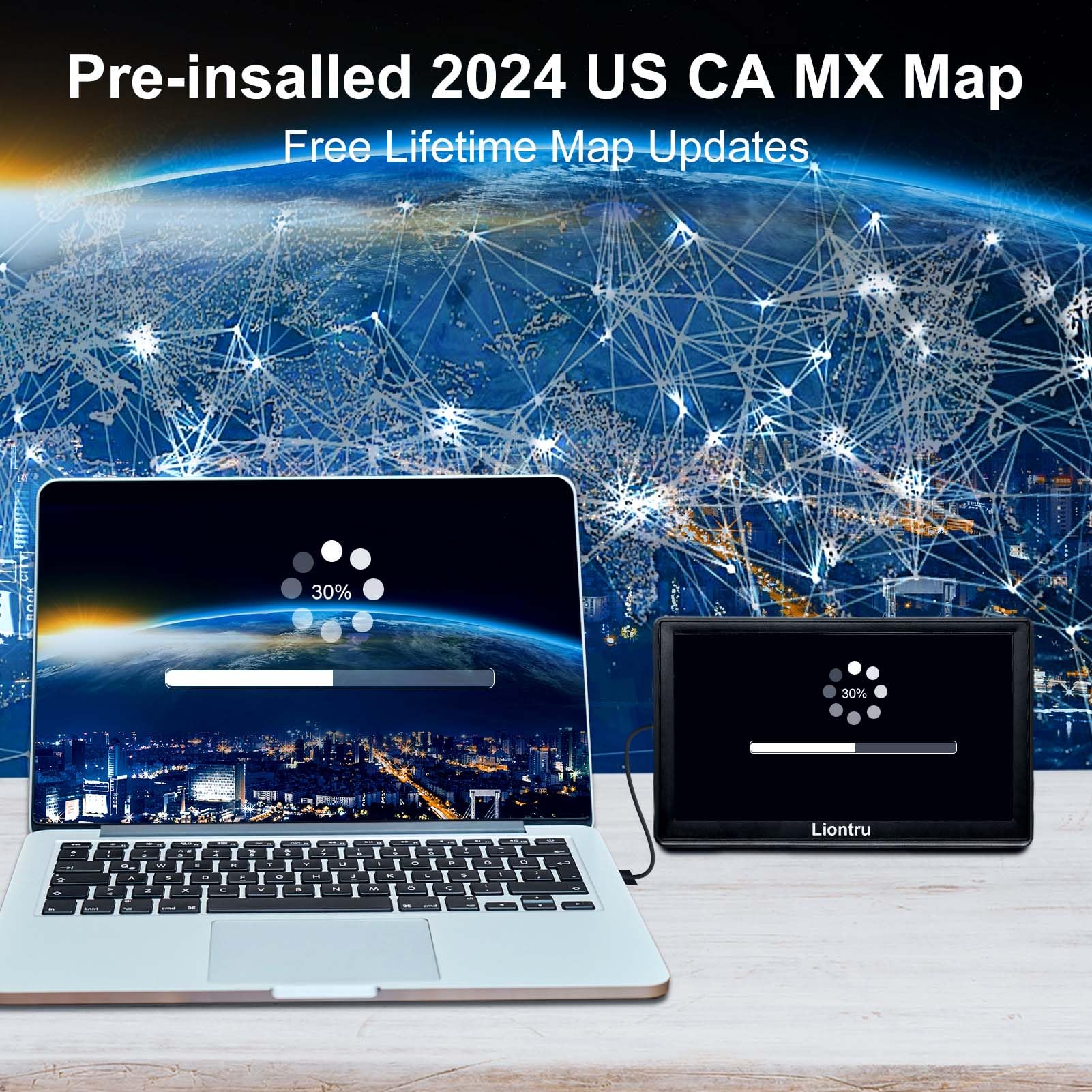 Liontru 7-inch Touchscreen Car GPS Navigation System with 2024 USA Canada Maps - Free Lifetime Updates for Semi Trucks, RVs & Commercial Vehicles | Perfect for Road Trips, Trucking & RV Travel