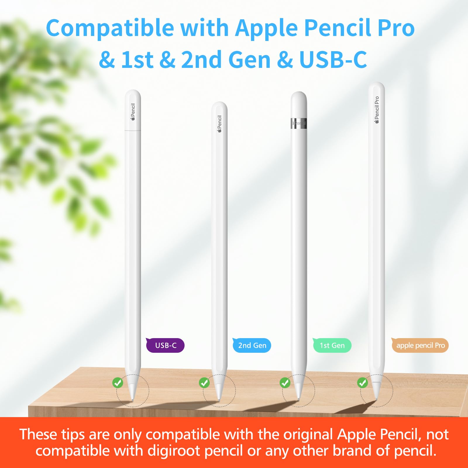 Upgraded Apple Pencil Tips 2-Pack - Compatible with Pro/1st/2nd Gen/USB-C & Logitech Crayon - for iPad Pro/Air/Mini - Precise Drawing & Writing