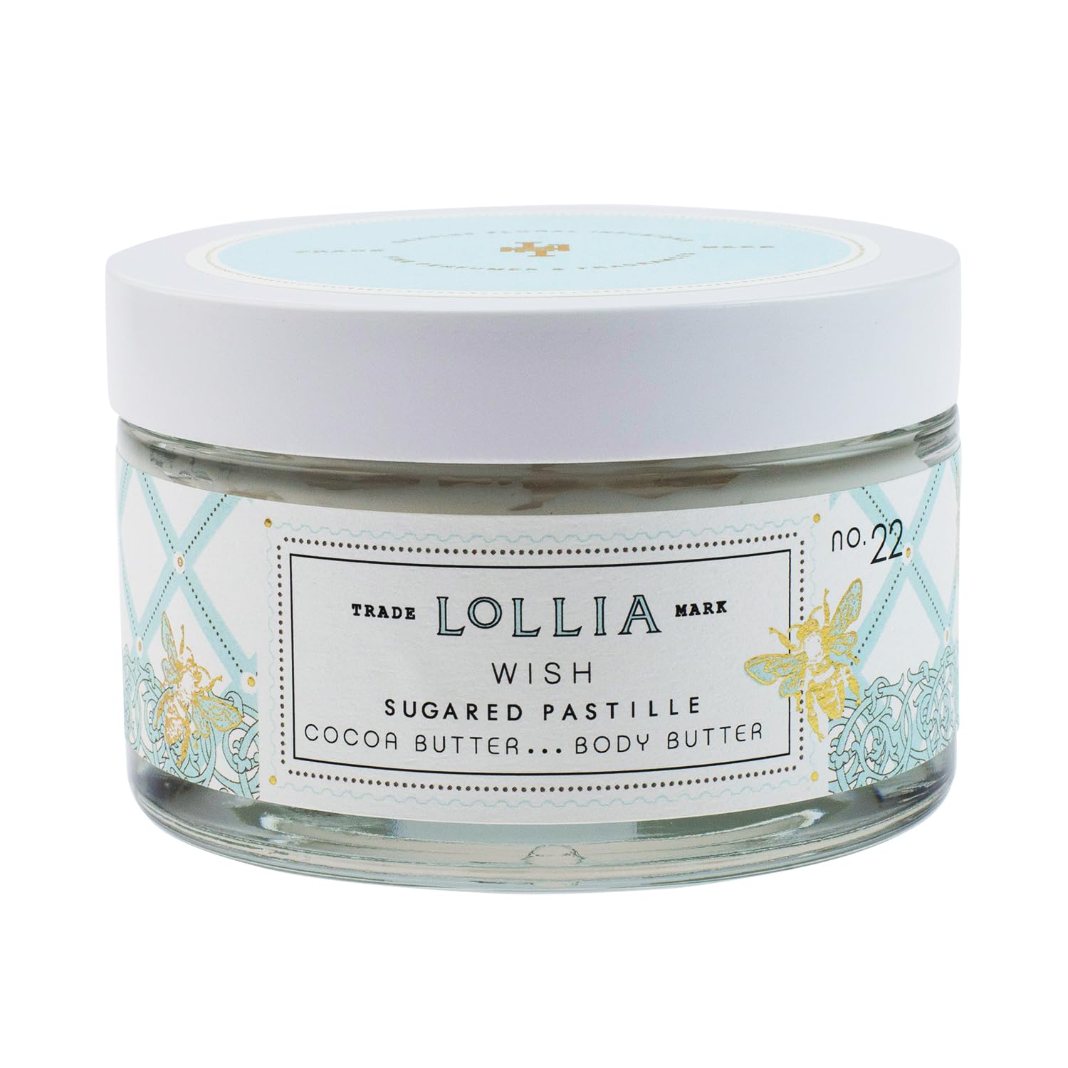 LOLLIA Wish Body Butter - 5.5 oz Shea & Cocoa Butter Moisturizer for Women | Hydrating, Smoothing & Nourishing | Sugared Pastille Fragrance | Perfect for Dry Skin Care, Daily Hydration & Gift Giving