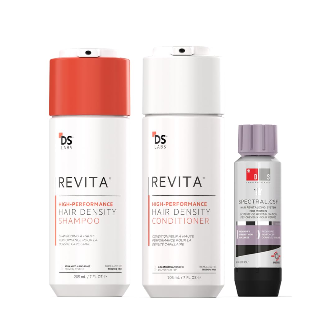 DS Labs Revita Shampoo & Conditioner Set with Spectral.CSF Hair Serum - Hair Thickening & Regrowth Treatment for Women - Biotin Enriched Hair Growth Solution for Thinning Hair - Perfect for Daily Use & Hair Loss Prevention