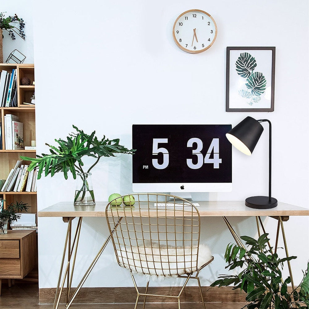 Adjustable Black Metal Table Desk Lamp with Shade - Perfect for Home Office, Study, and Reading Lighting