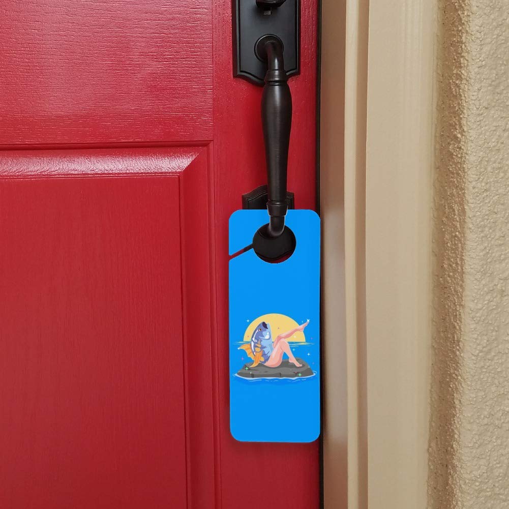 Funny Reverse Mermaid with Tuna Head Plastic Door Knob Hanger Sign - Whimsical Home Decor for Bathroom, Kids' Room & Office (GRAPHICS & MORE)