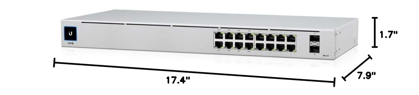 Ubiquiti UniFi 16-Port Gigabit PoE Switch with 150W Power - Network Switch for Home & Office, Perfect for IP Cameras, VoIP Phones & WiFi Access Points