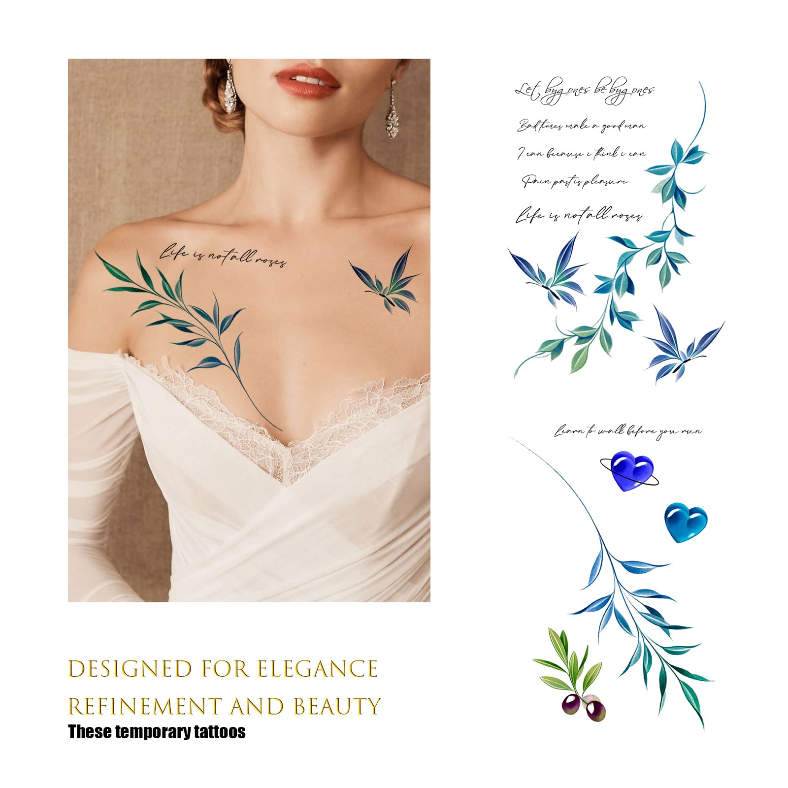 ROARHOWL Inspirational Temporary Tattoos - Bible Verses, Proverbs & Religious Quotes - Fake Tattoo Kit for Women & Men (Design 4) - Perfect for Parties, Festivals & Spiritual Inspiration