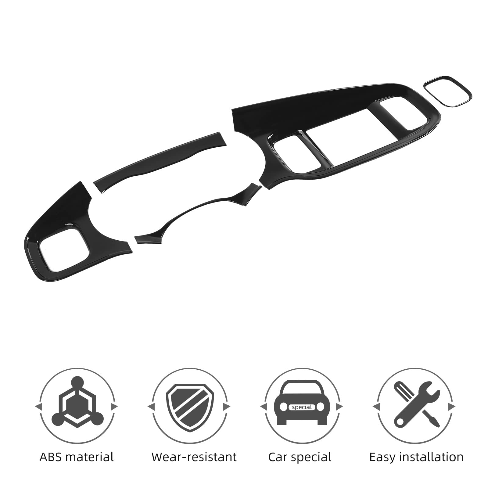 Linskip Dashboard Trim Kit for Dodge Charger 2015-2023 | Center Console Panel Cover & Interior Accessories (5-Piece Set, Black) | Perfect for Car Upgrades & Customization