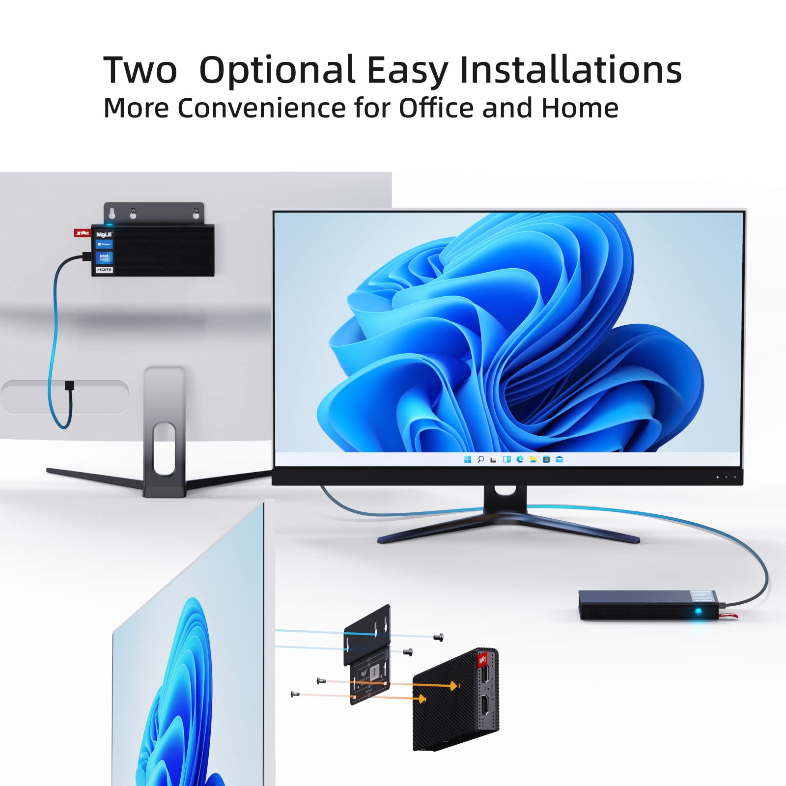 MeLE Mini PC Stick Fanless PCG02 Pro - WiFi 6, Windows 11 Pro, Intel Celeron N5105, 8GB RAM, 128GB SSD, Dual 4K HDR HDMI, Portable Stick Computer with PD3.0 & Ethernet - Perfect for Home Office, Business, Digital Signage & Media Streaming