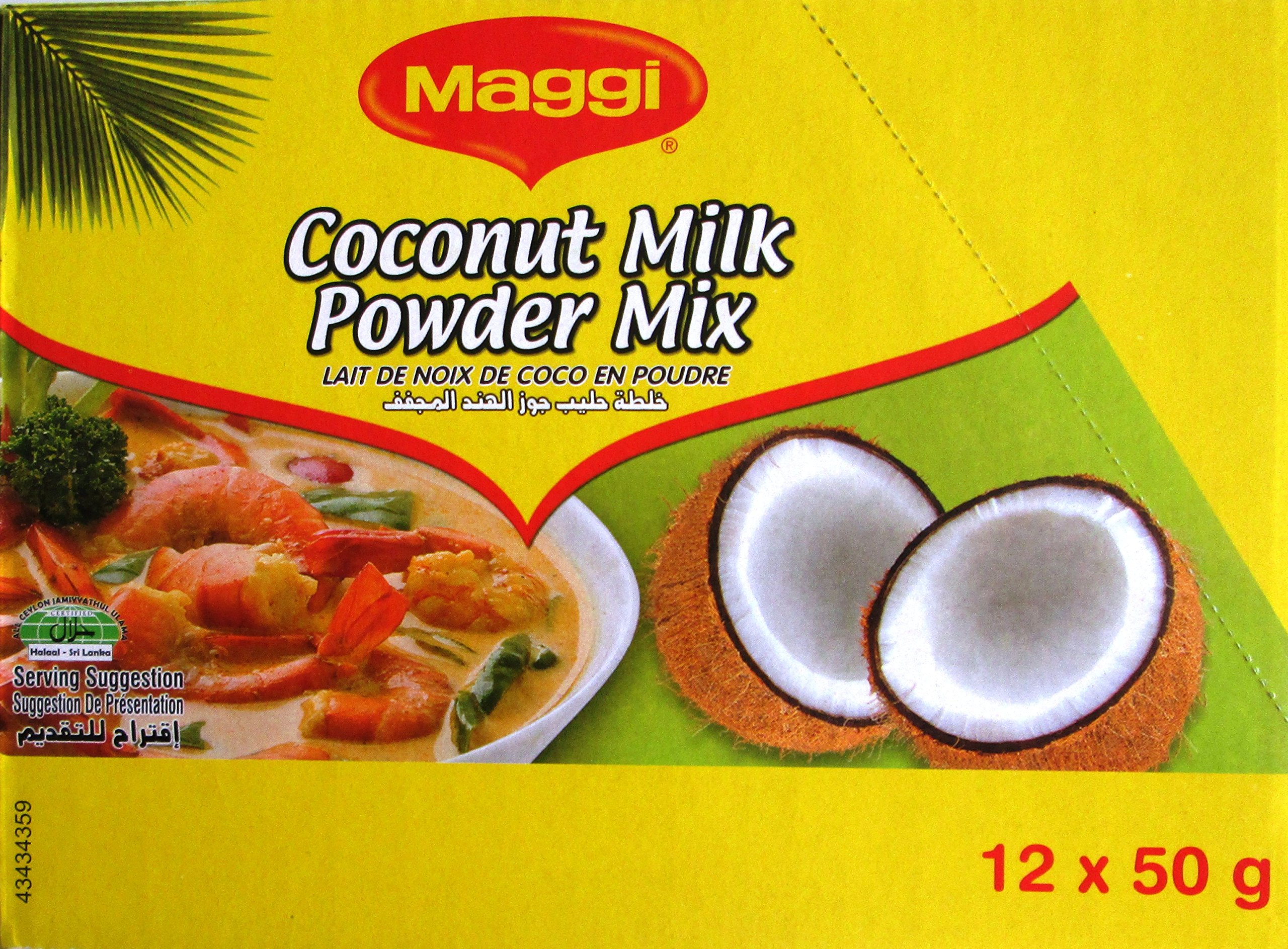 Maggi Coconut Milk Powder Mix - 50g (12 Pack) - Premium Instant Coconut Milk for Cooking, Baking & Beverages - Vegan & Dairy-Free