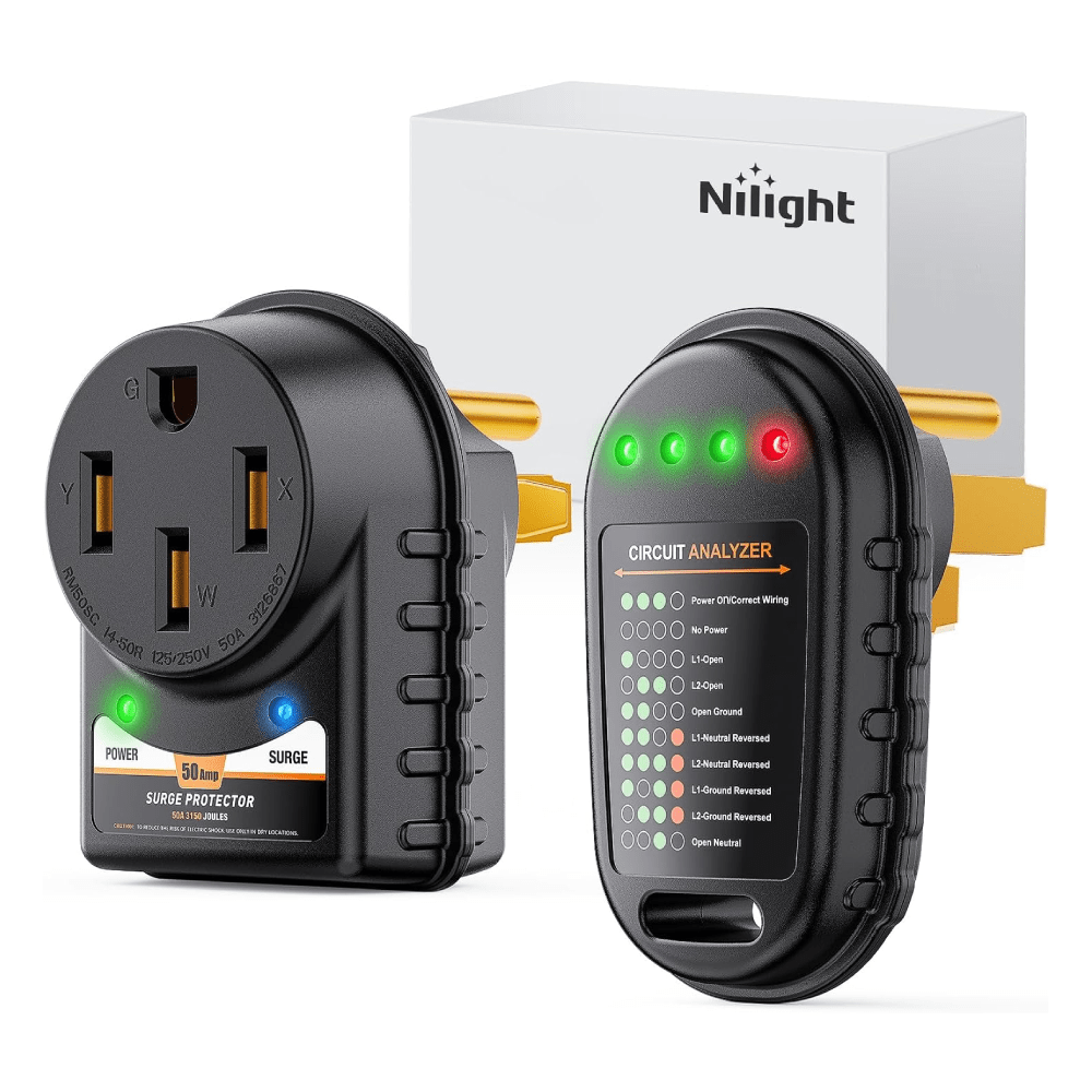 50Amp RV Surge Protector with Circuit Tester - Heavy Duty Power Protection for Campers & Motorhomes - Perfect for RV Parks and Outdoor Adventures