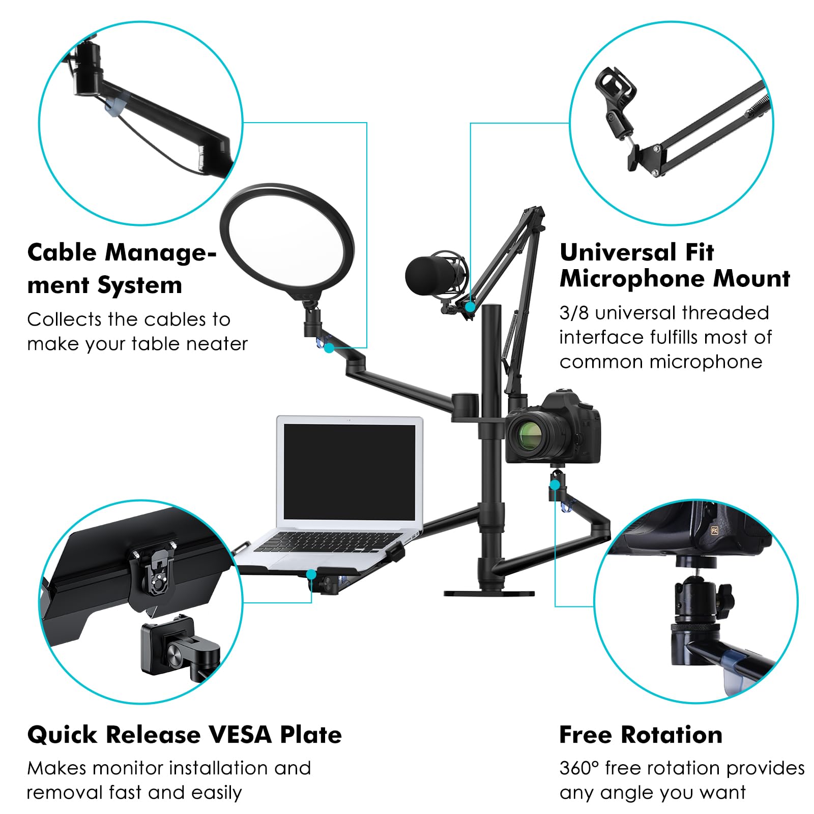 Viozon 6-in-1 Selfie Desktop Live Stand with 10