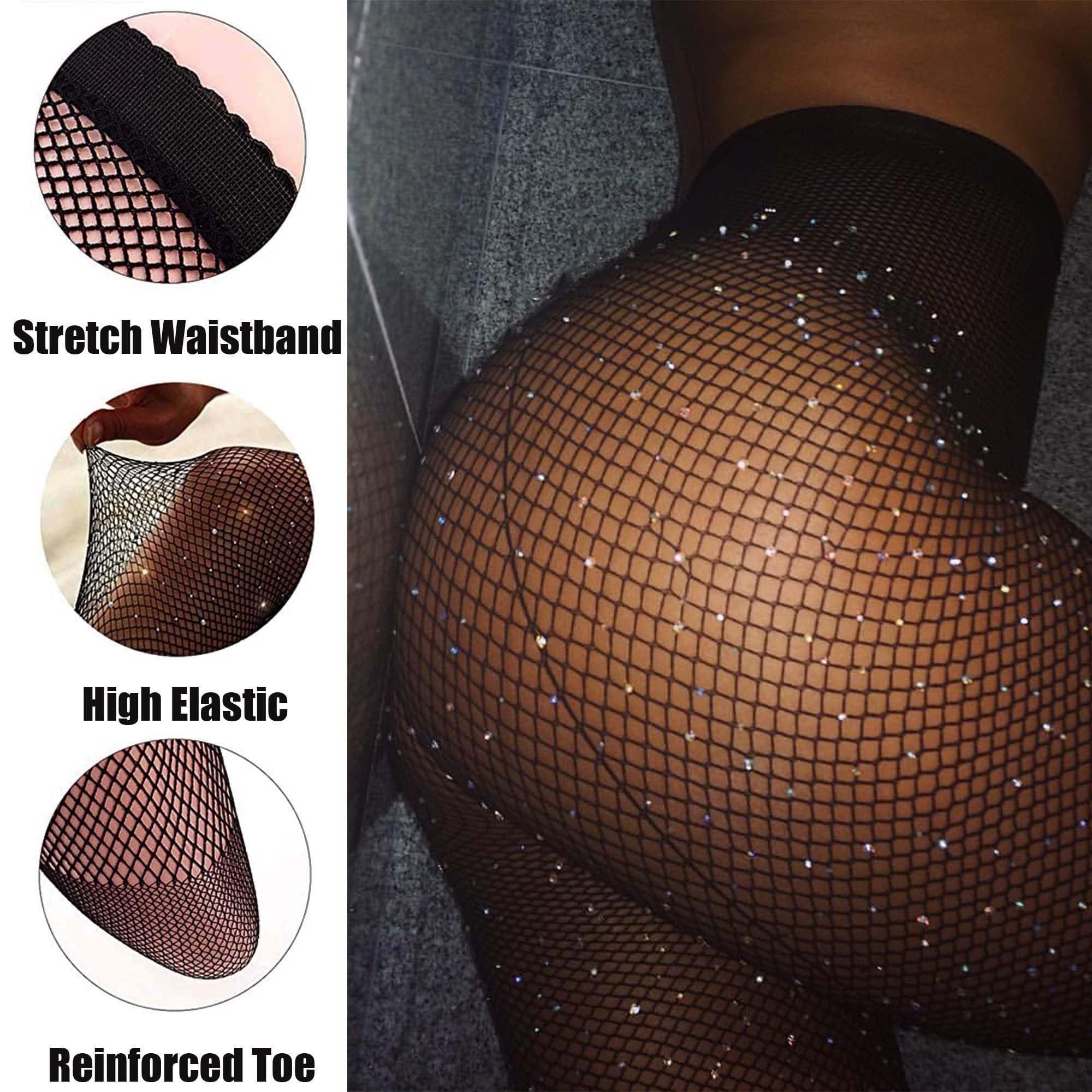 Verterosie Rhinestone Women's Pantyhose - Sparkling Glitter Tights for Sexy Outfits, High Waist Fishnet Stockings for Party, Date Night & Special Occasions