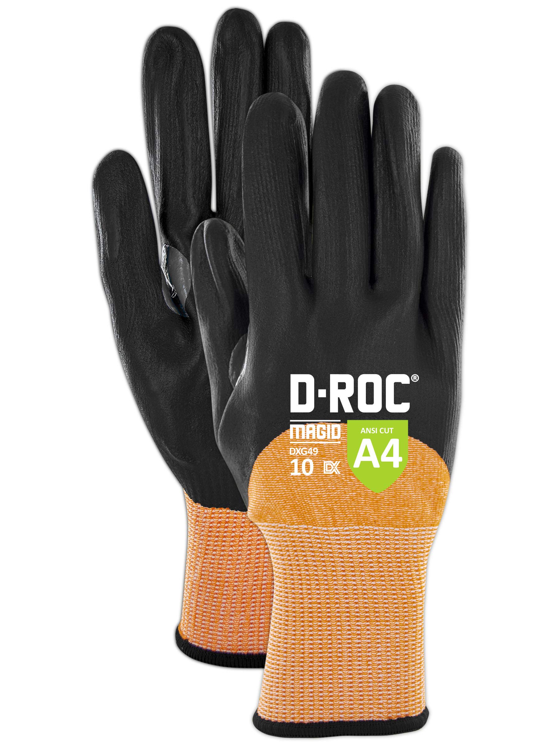 **ANSI A4 Oil & Liquid Absorbing TriTek Work Gloves - MAGID D-ROC, 24 Pairs, Size 11/2XL (DXG49) - Ideal for Automotive, Construction & Industrial Use**