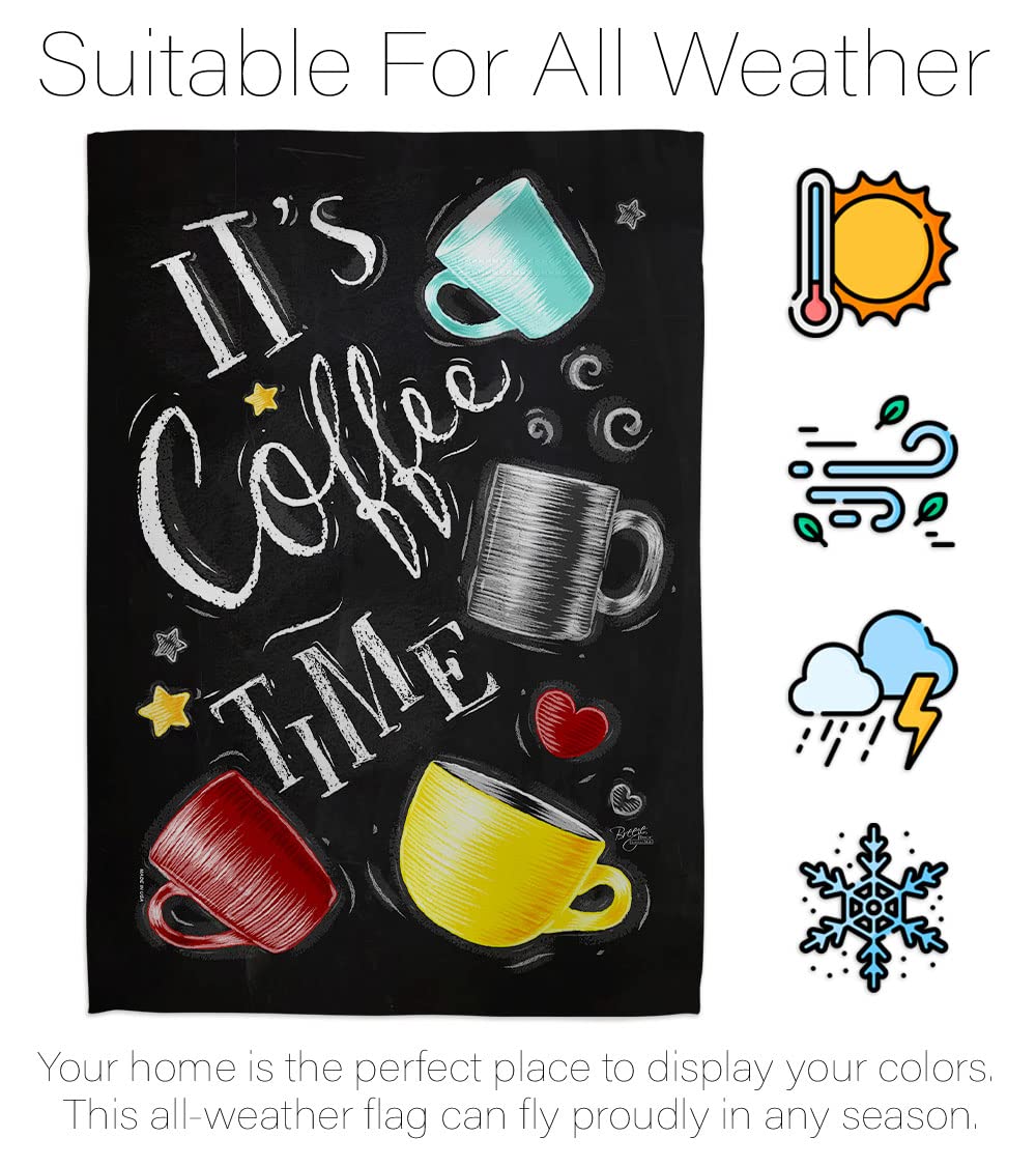 Breeze Decor Coffee Time Garden Flag Set - Double-Sided Yard Decor for Coffee Lovers
