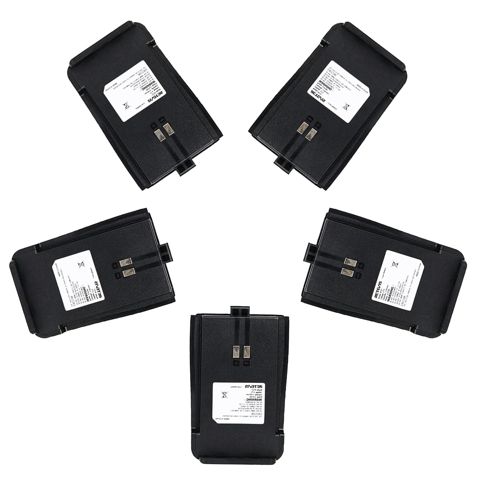 Retevis RT21 RT21V Rechargeable Li-ion Battery 1100mAh - 5 Pack for Two-Way Radios Walkie Talkies | Perfect for Outdoor Adventures, Construction Sites & Emergency Communication