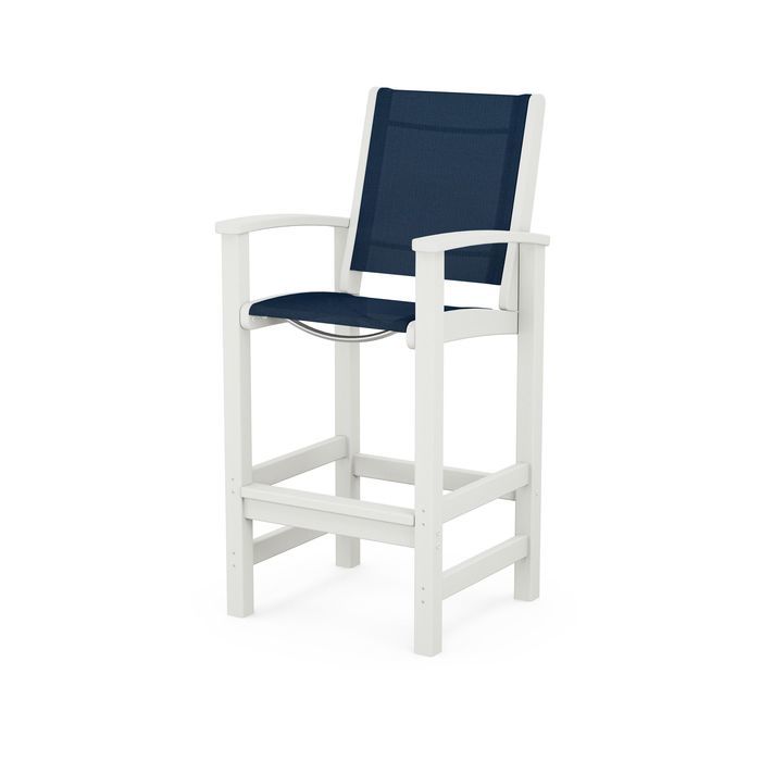 POLYWOOD Coastal Bar Chair - Outdoor & Indoor Bar Stool, Weather-Resistant, Durable, Comfortable - Perfect for Patio, Deck, Kitchen, and Poolside Use