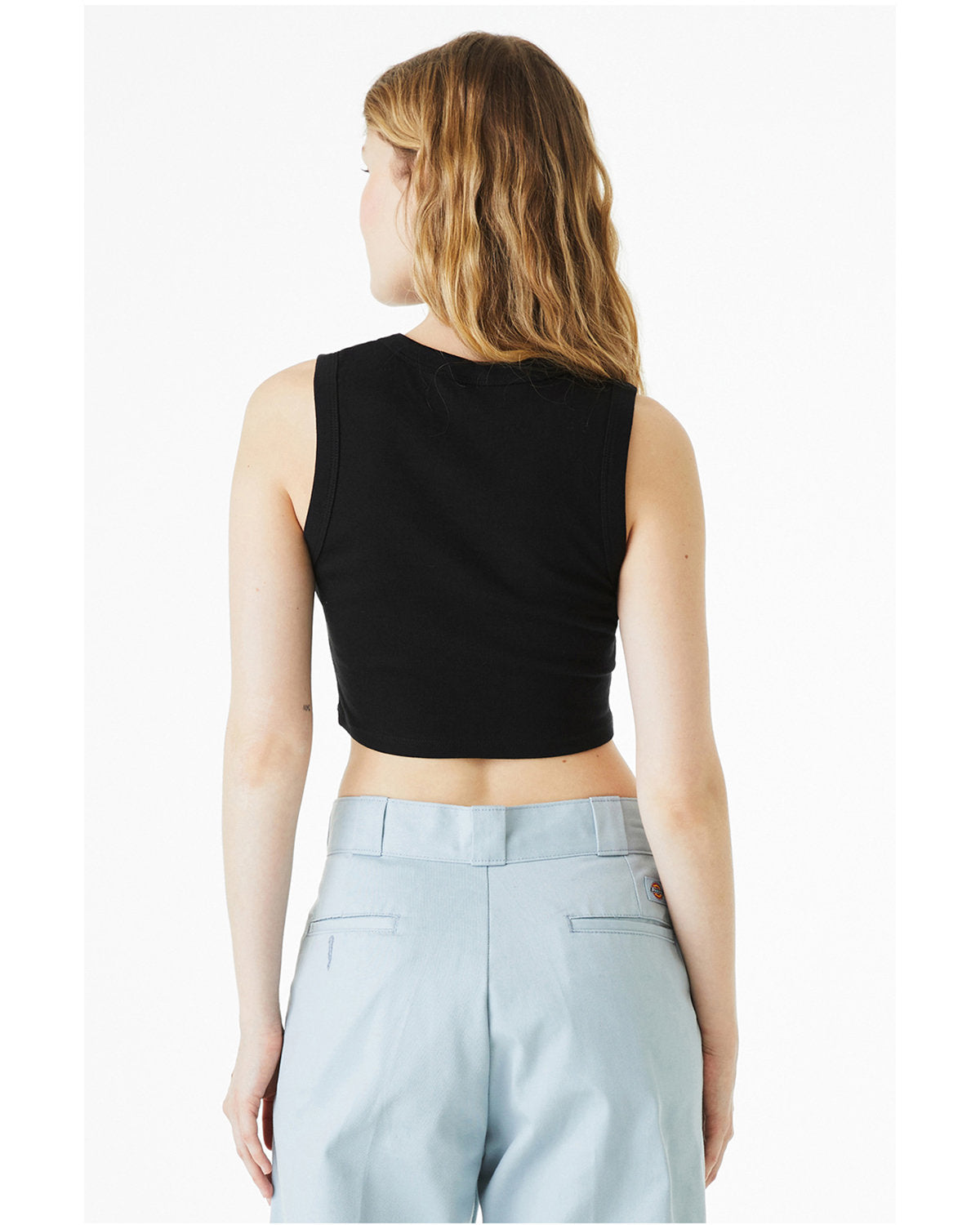 Bella + Canvas 1013BE Women's Micro Rib Muscle Crop Tank Top - Soft Stretchy Workout Shirt for Yoga, Gym & Summer Fashion