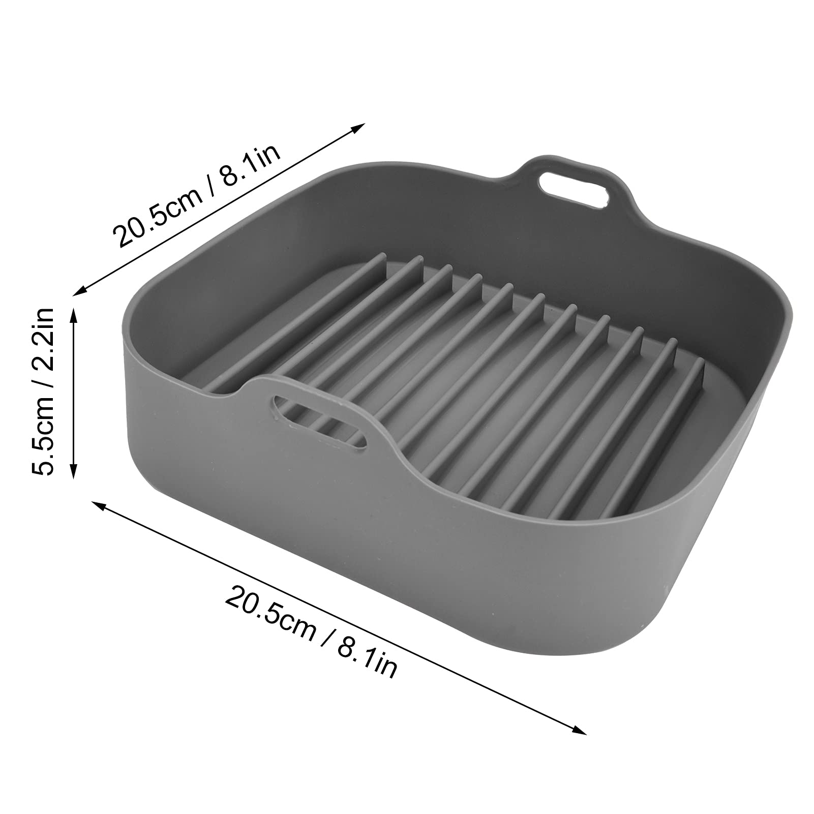 Silicone Air Fryer Basket Replacement - 10 Inch Non-Stick Pot for Microwave, Steamer & Rice Cooker - Durable & Easy to Clean (Grey) - Perfect for Healthy Cooking, Meal Prep & Quick Reheating