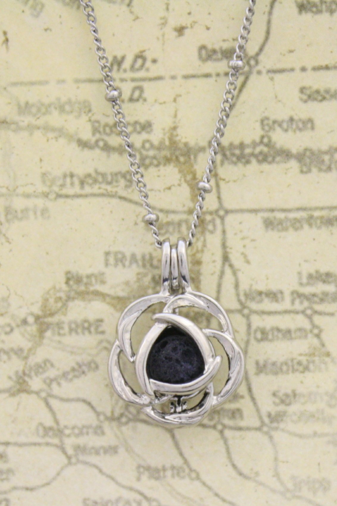 Blossom Silver Rose Essential Oil Diffuser Necklace - 18 Inch Aromatherapy Jewelry for Stress Relief & Meditation | Perfect Gift for Women