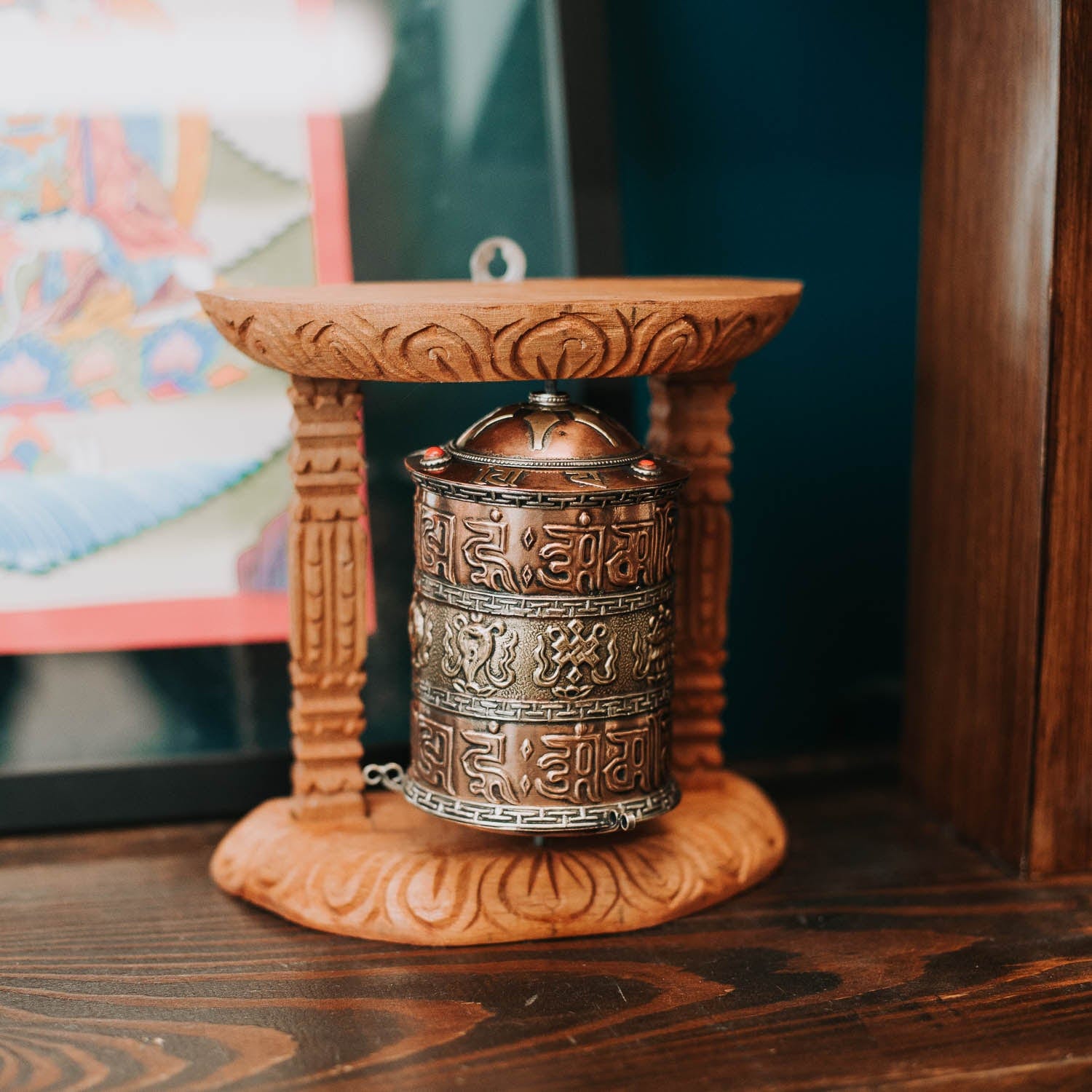 Tibetan Buddhist Healing Auspicious Prayer Wheel - Handmade Meditation & Spiritual Ritual Tool for Home Altar, Yoga & Mindfulness Practice