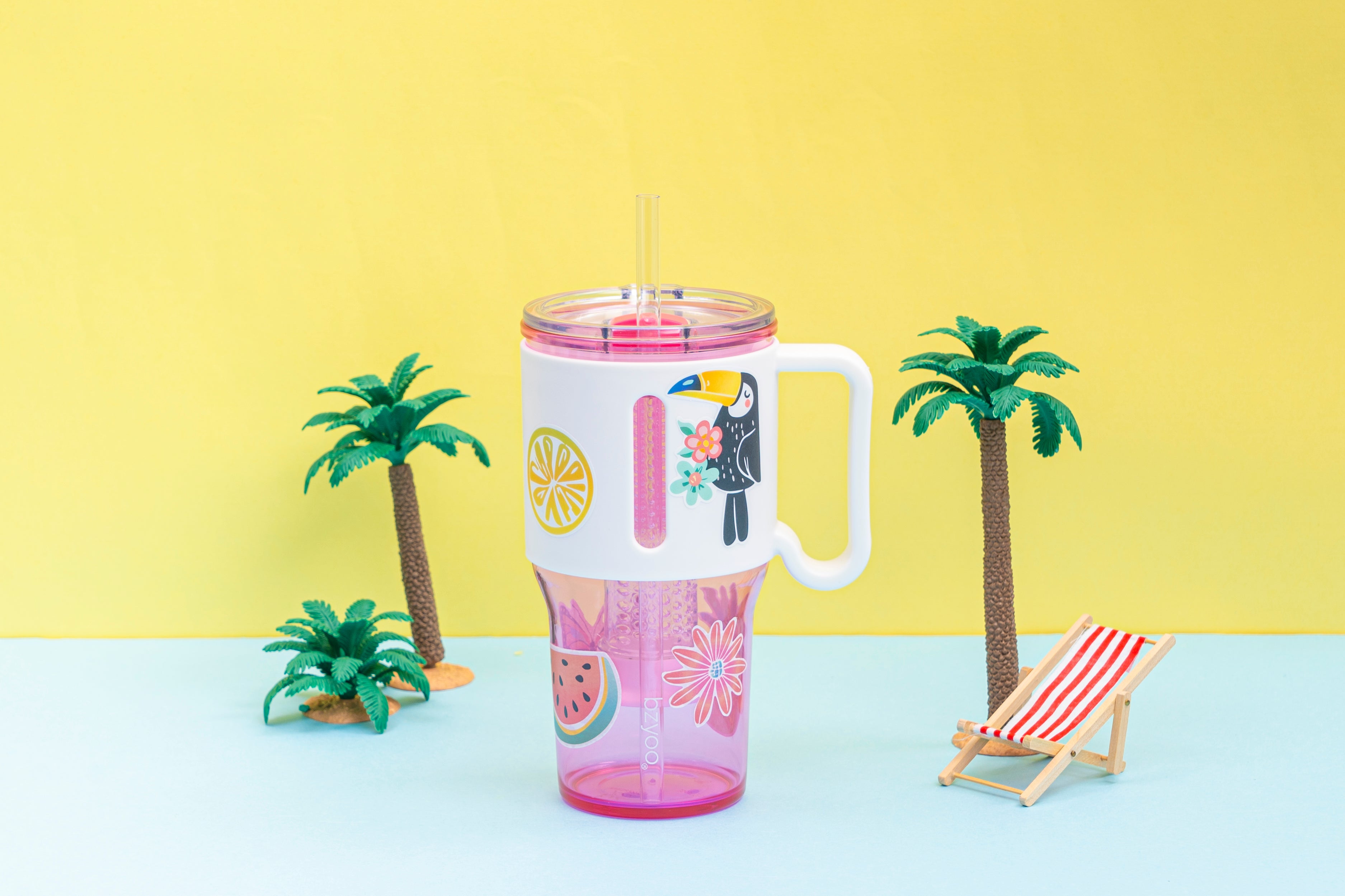 35oz Clear Straw SipN'Infuse Tumbler with Lid - Pink Insulated Water Bottle for Gym, Hiking & Everyday Hydration